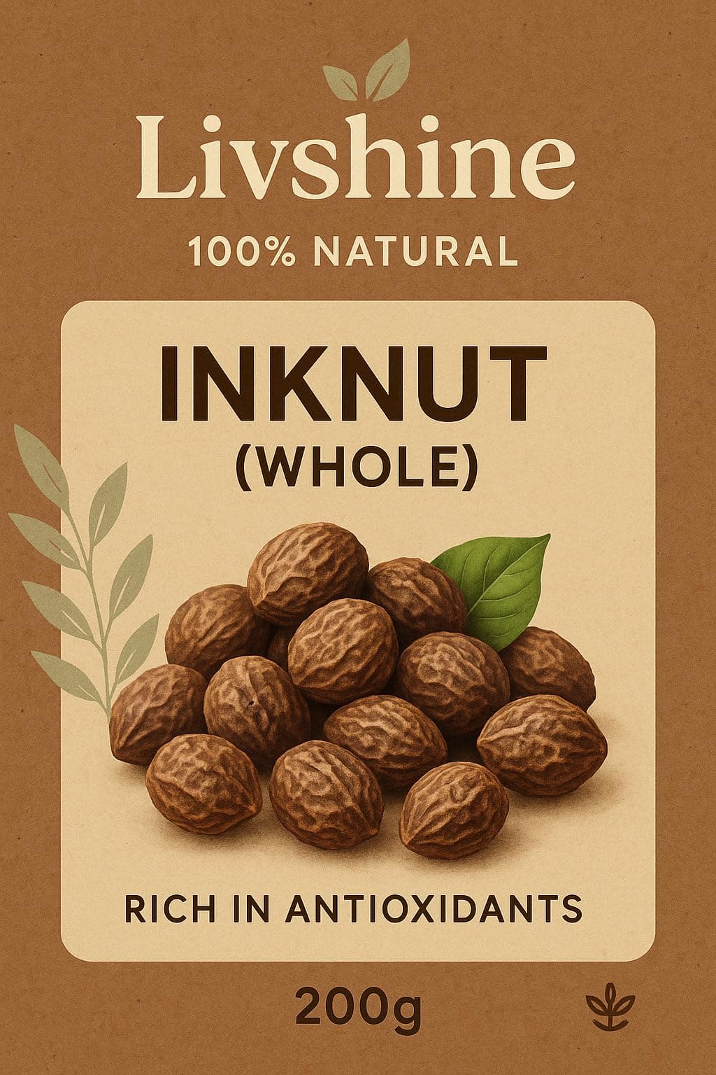 LivShine Natural Dried Whole Haritaki/Harad/Inknut for Dark Circles 200Gm