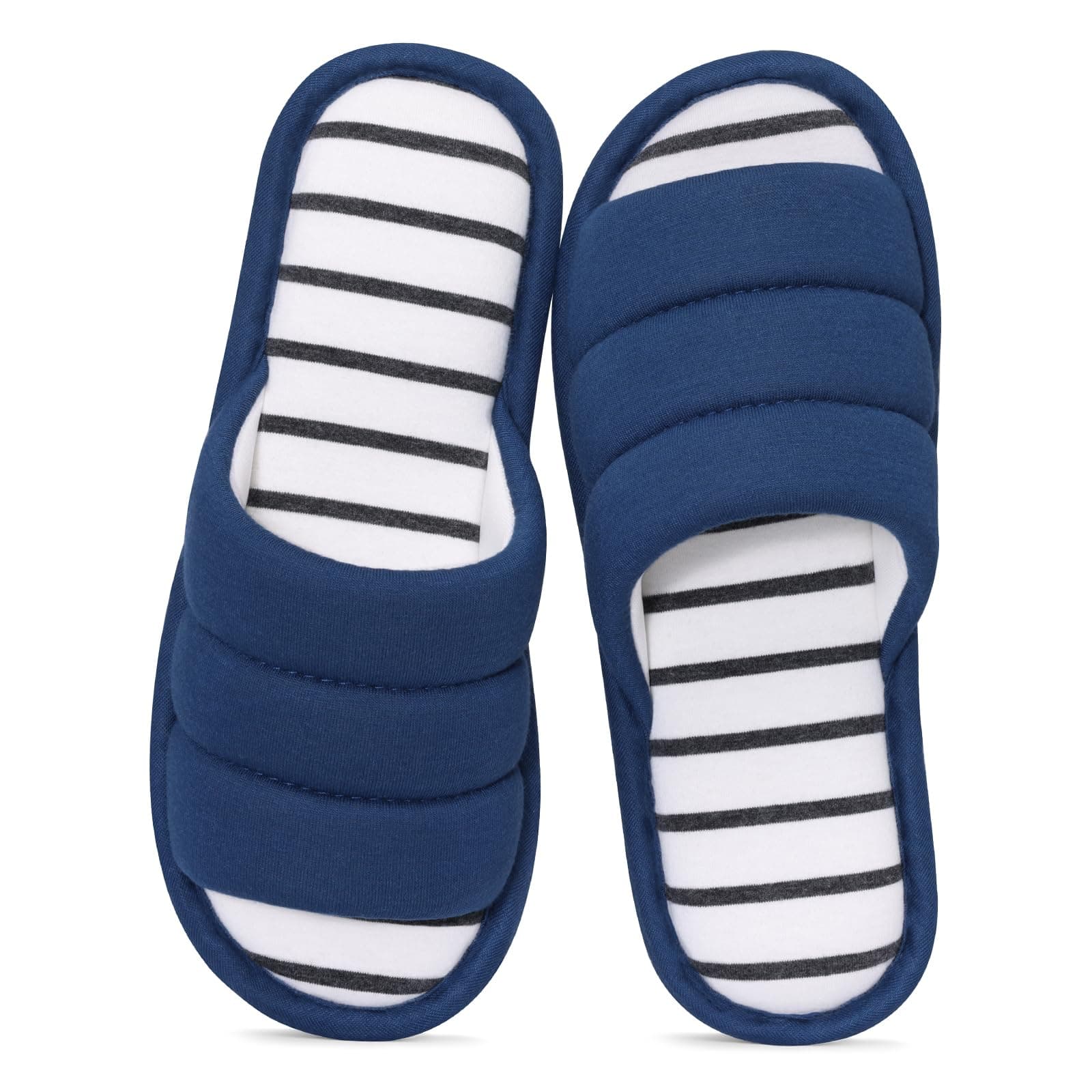 Open Toe House Slippers for Women Men Soft Cotton Indoor Shoes Memory Foam Slip On bedroom Slippers