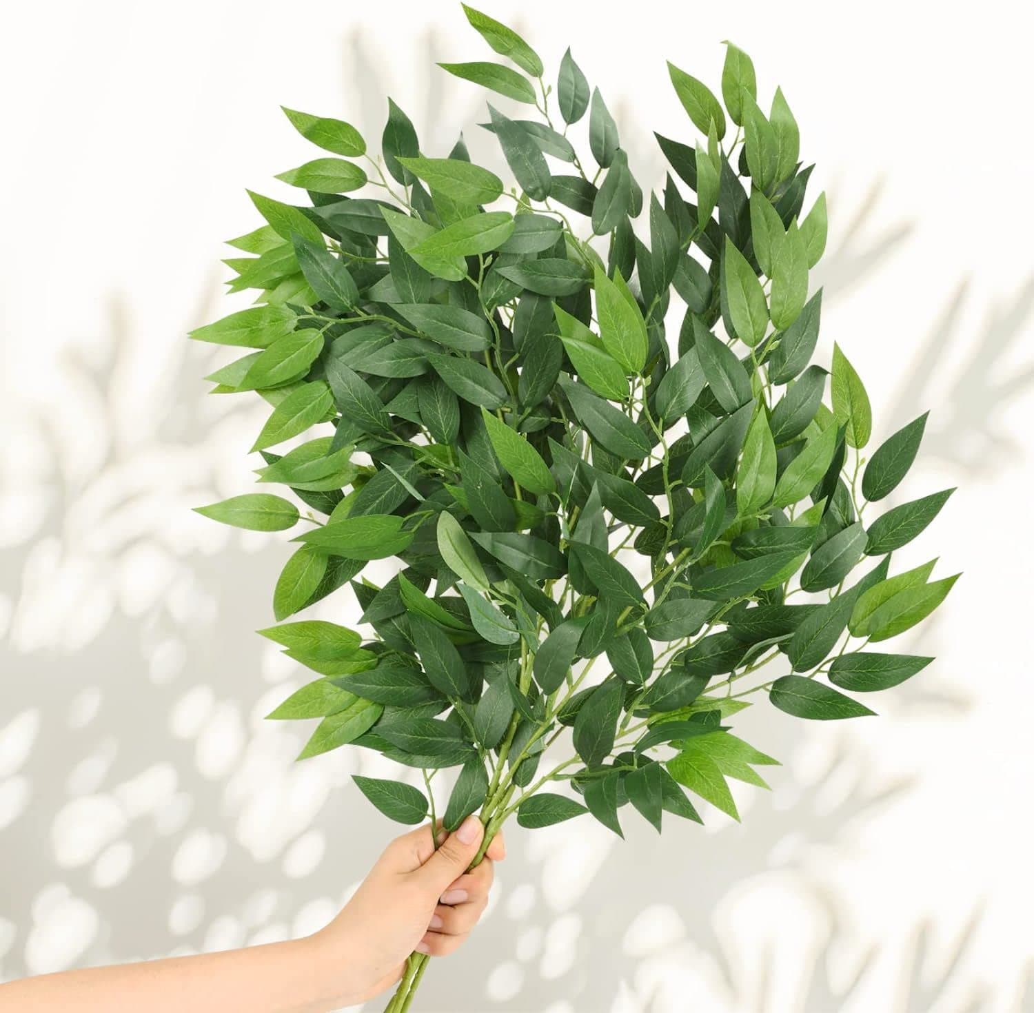 WEISPARK Artificial Italian Ruscus Greenery Stems 27in Faux Green Leaf Garland Branches Hanging Greenery Spray for Wedding Bouquet,Arch,Table Centerpieces and Home Decor