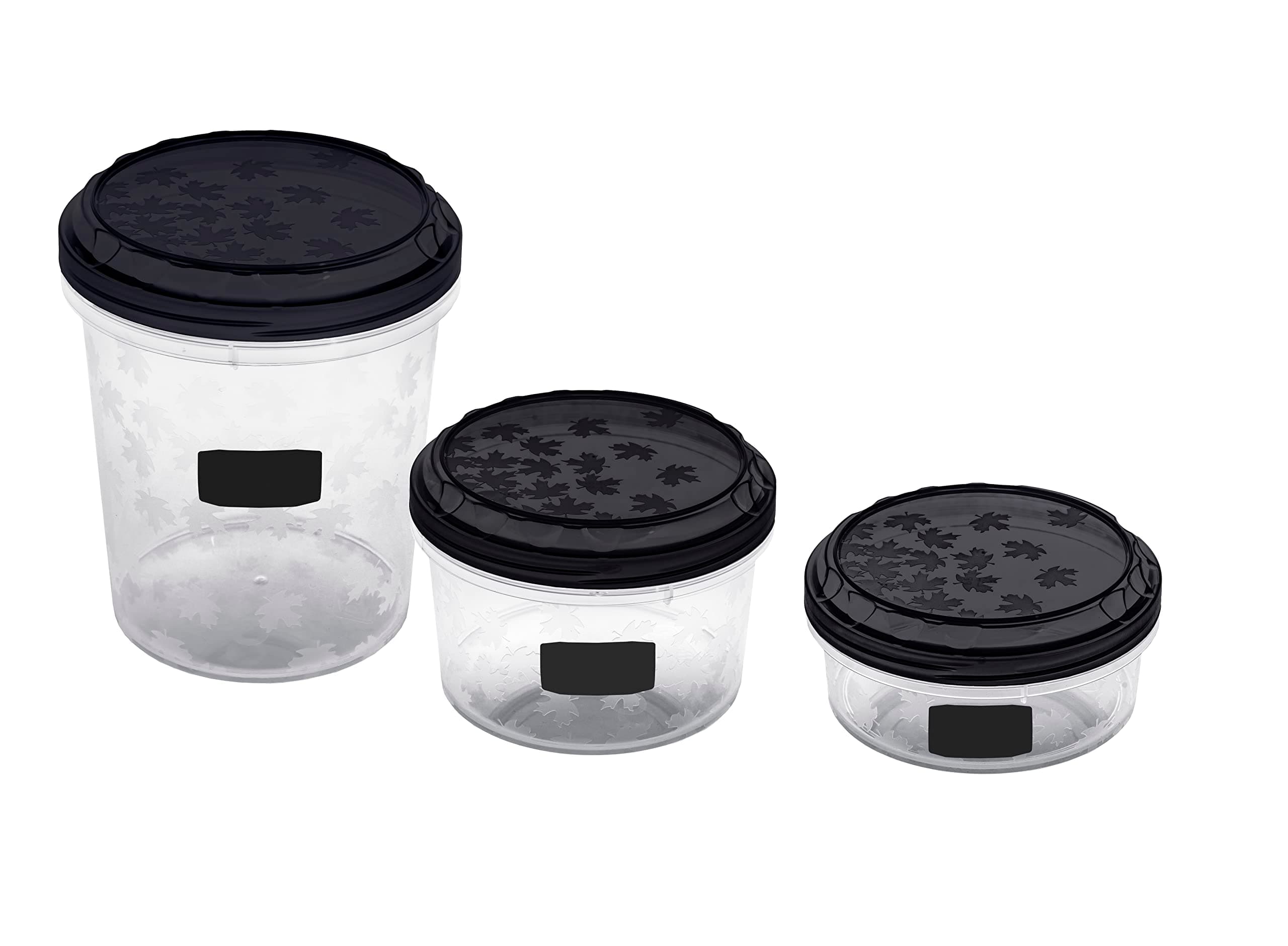 BranQ Home essential Rukkola Twist Set with Twist Lids BPA Free Plastic, Black, Various Sizes