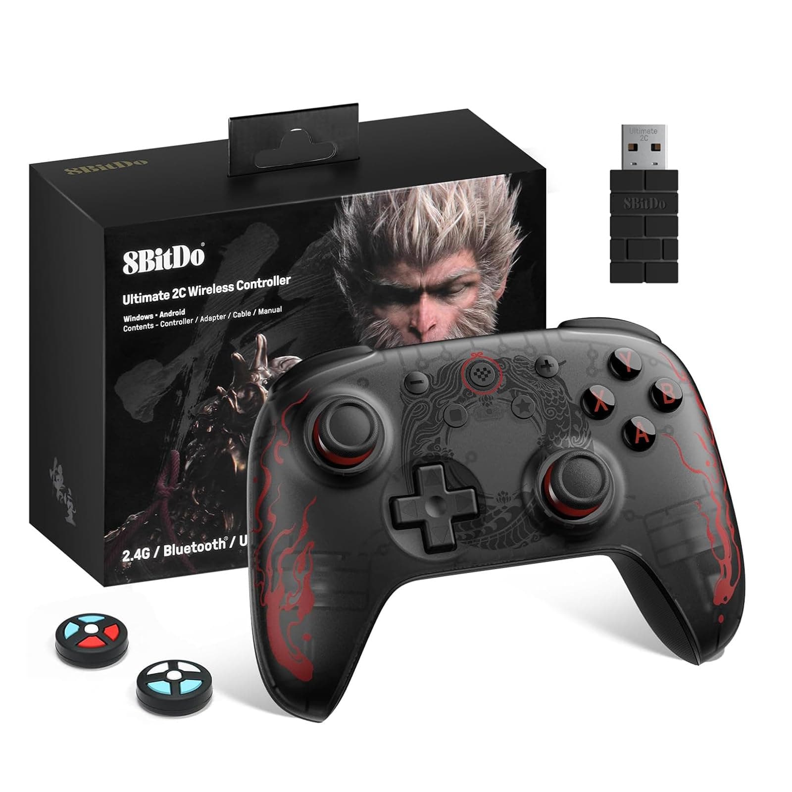 8Bitdo Ultimate 2C Wireless Controller for Windows PC/Android, Hall Effect Joysticks and Hall Triggers, No Drift, 1000Hz Polling Rate, Remappable L4/R4 Bumpers - Black Myth: Wukong