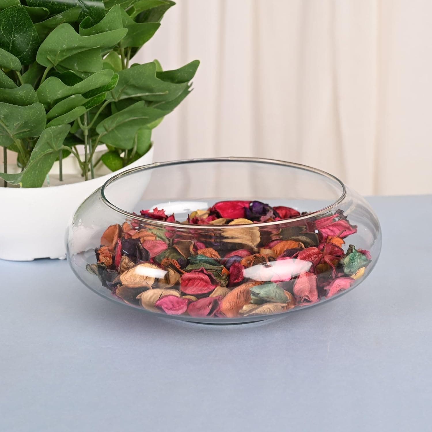 Urli Bowl-Splendid Glass Spring Bowl for Home Decoration Table Centerpiece, Floral Arrangements, and Floating Candles (Clear, 8 Inch)