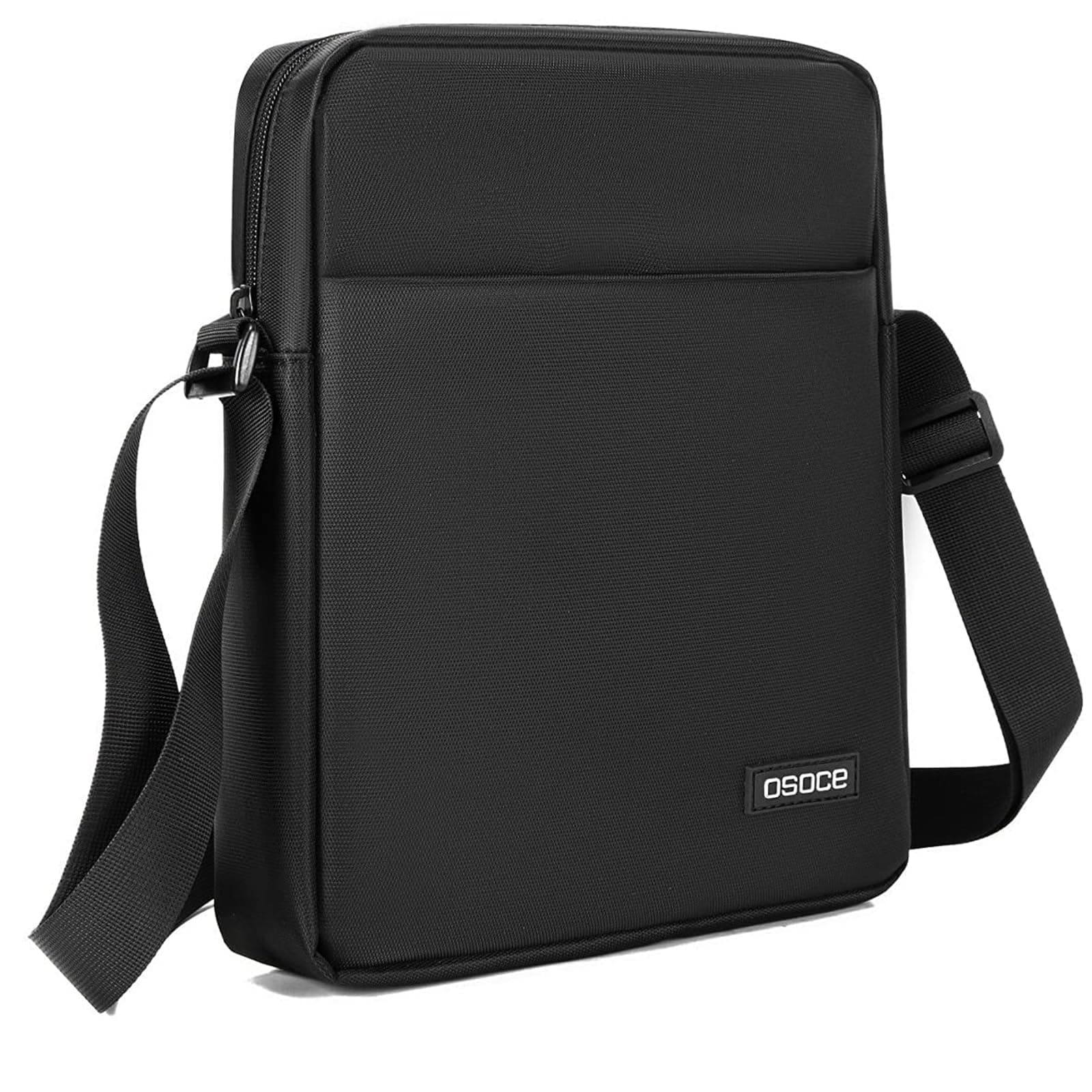 Men's Water Resistant Nylon Messenger Bag - Slim Business Crossbody Sling Bag for Office, Commuting, iPad, 1.0 Black, Small, Simple, Lightweight, and Practical