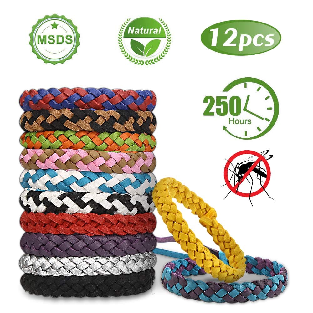 VEGKEY Mosquito Repellent Bracelet, Anti-mosquito Bracelets, Mosquito Repellent Bands Against Insects 100% Natural Plant Extract for Children and Adults (12 pieces)