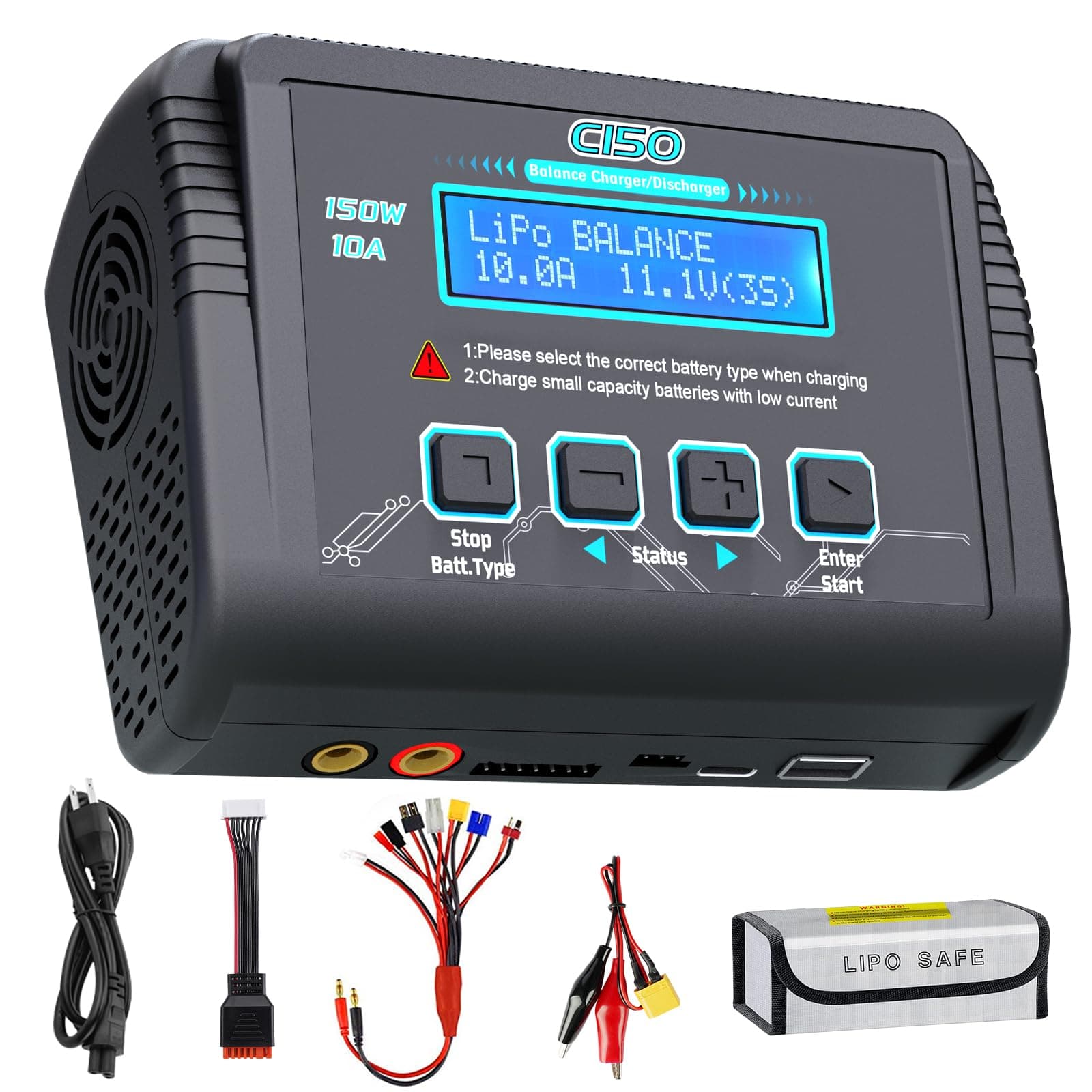 LiPo Battery Balance Charger Discharger 150W 10A AC/DC for NiCd Li-ion Life NiMH LiHV PB Smart Battery