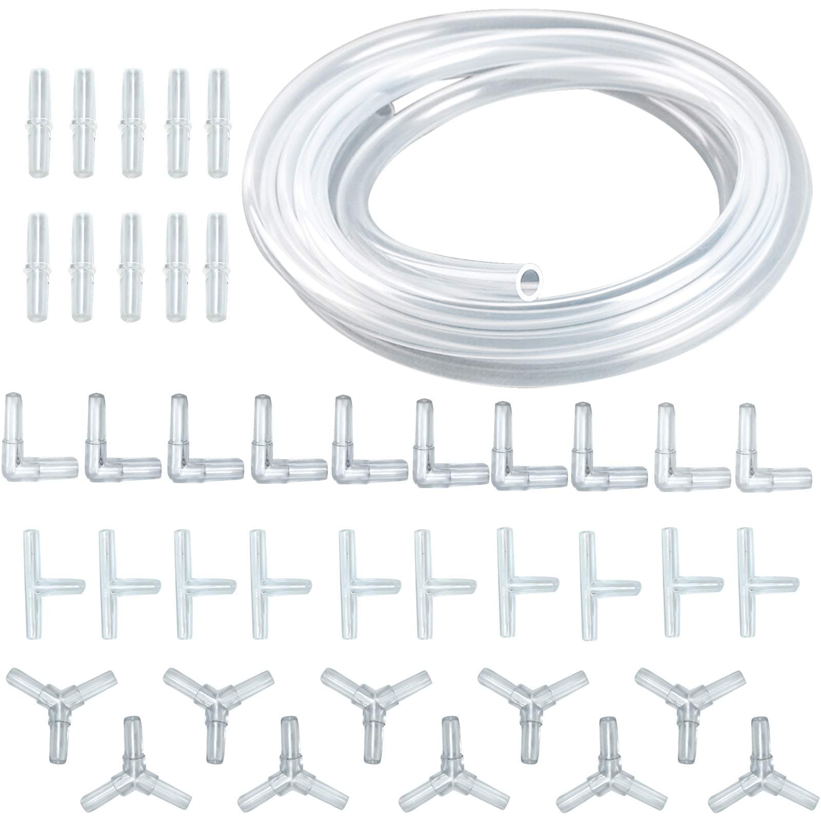 Demason Aquarium Airline Tubing Air Hose, Aquarium Airline Connectors with Type I, T, Y, and L Tube Hose Connector Plastic Tube Connectors for Fish Tank