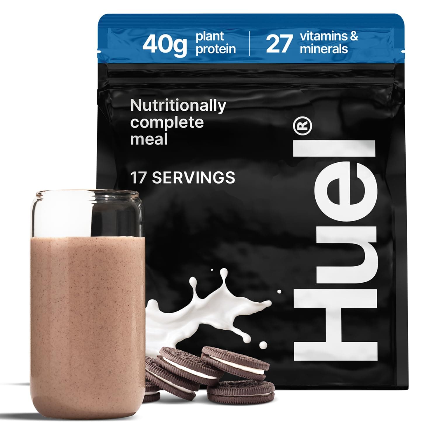 Black Edition | Cookies and Cream 40g Vegan Protein Powder | Nutritionally Complete Meal Replacement | 27 Vitamins and Minerals, Gluten Free | 17 Servings