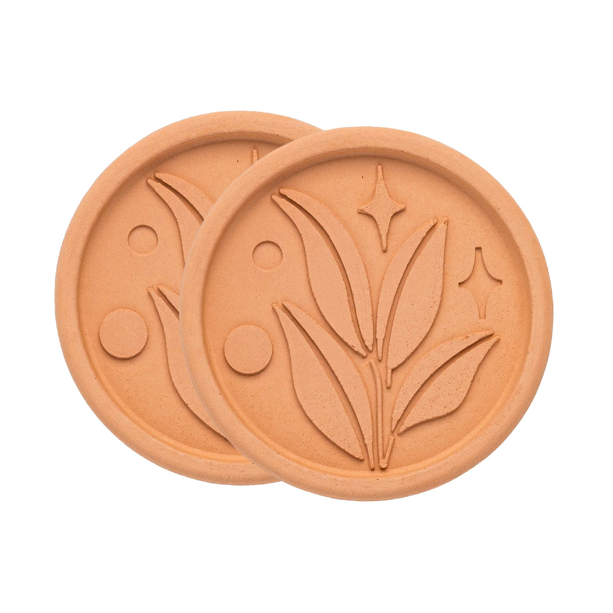 Goodful Brown Sugar Saver and Softener, Leaf Design, Reusable Terracotta Disc, 2 Pack, Clay