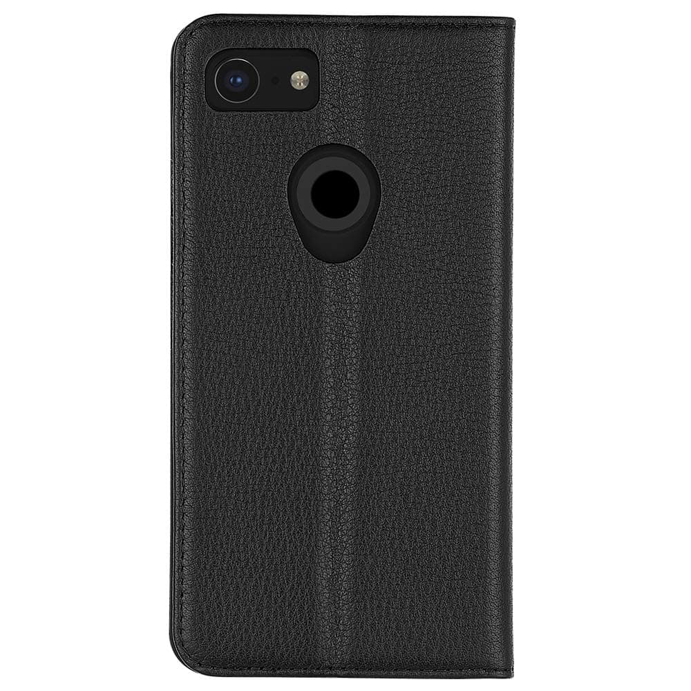 Google Pixel 3 XL - LEATHER FOLIO WALLET - Black Leather