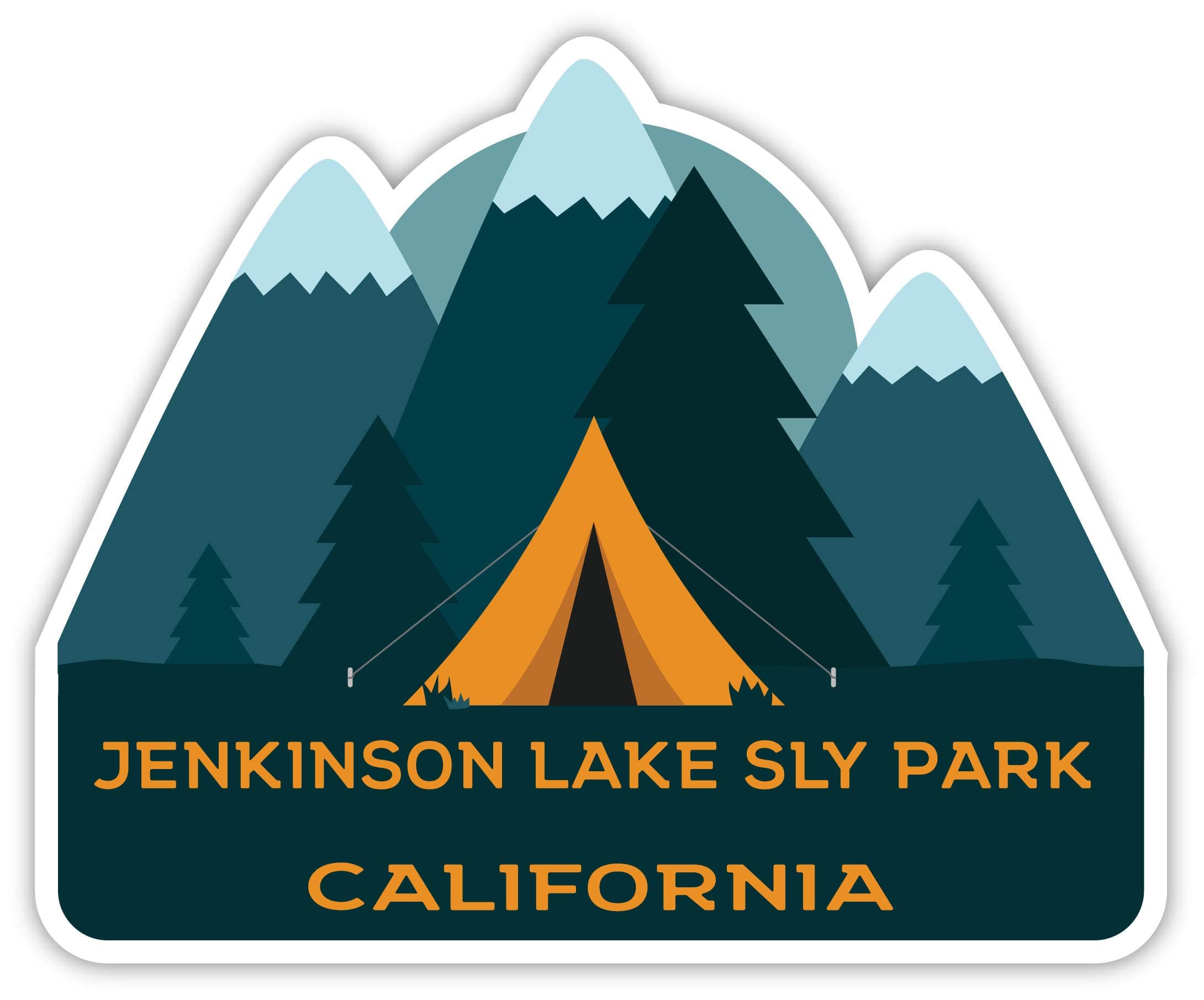 Jenkinson Lake Sly Park California Souvenir 4 Inch Vinyl Decal Sticker Camping Tent Design