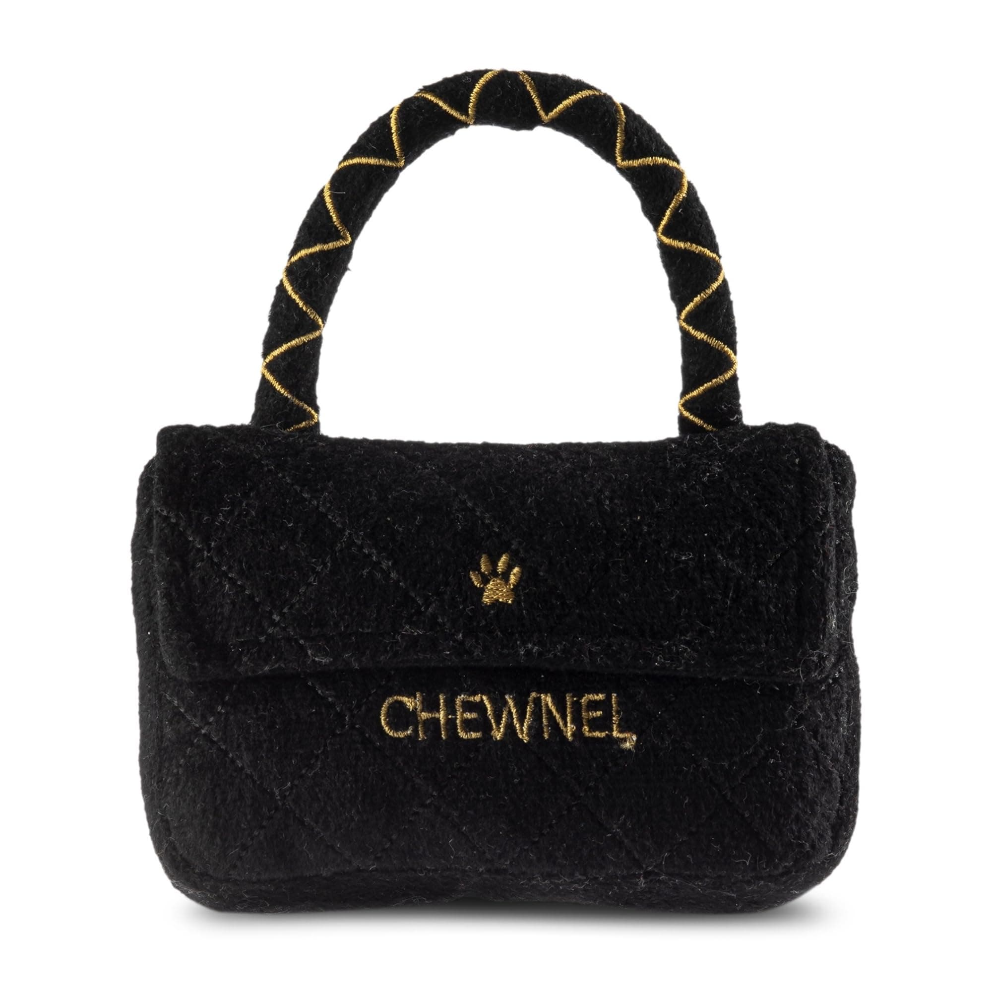 Chewnel Classique Plush Dog Toy Purse | Luxury-Inspired Parody Designer Handbag with Squeaker, Soft Plush Fashion Dog Toy – Haute Couture Purses & Handbags
