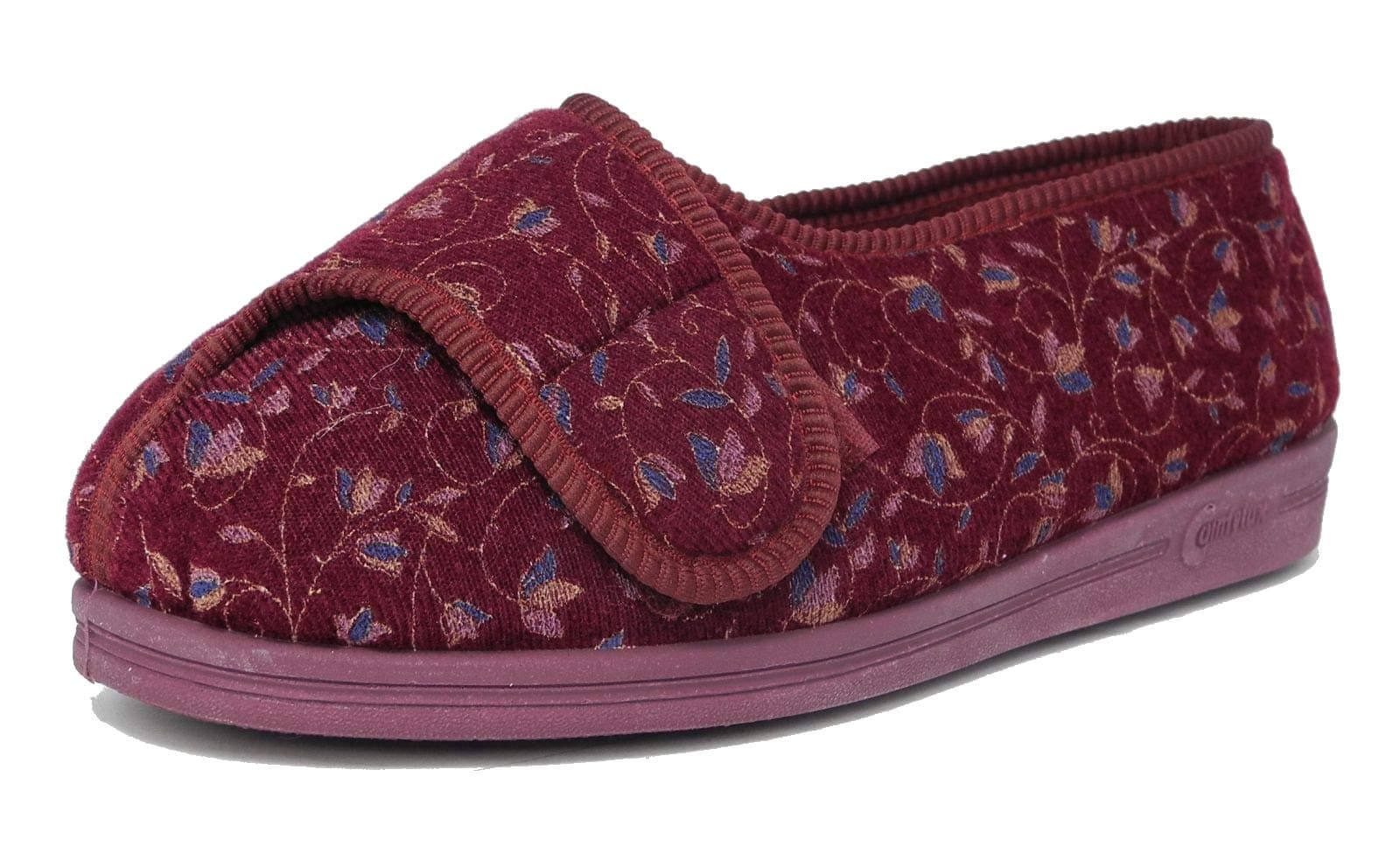 Womens EEEE Super Wide Fit Touch Fastening Comfort Comfylux Slippers Orthopaedic Size 3-9