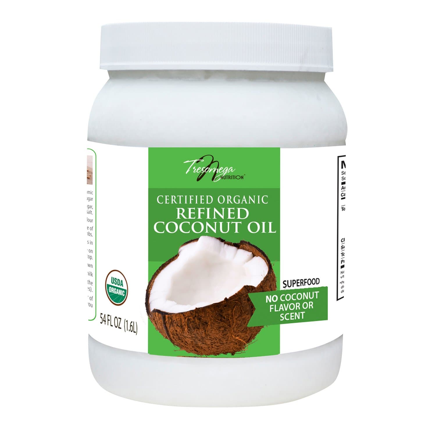 Tresomega Nutrition Organic Refined Coconut Oil, 54 Ounce