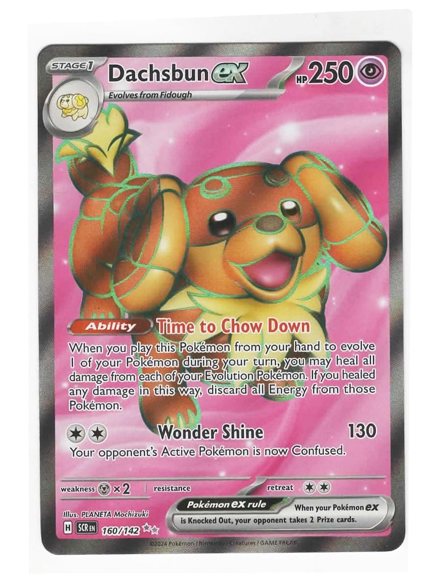 Pokemon - Dachsbun ex 160/142 - Stellar Crown - Full Art Foil Ultra Rare Card