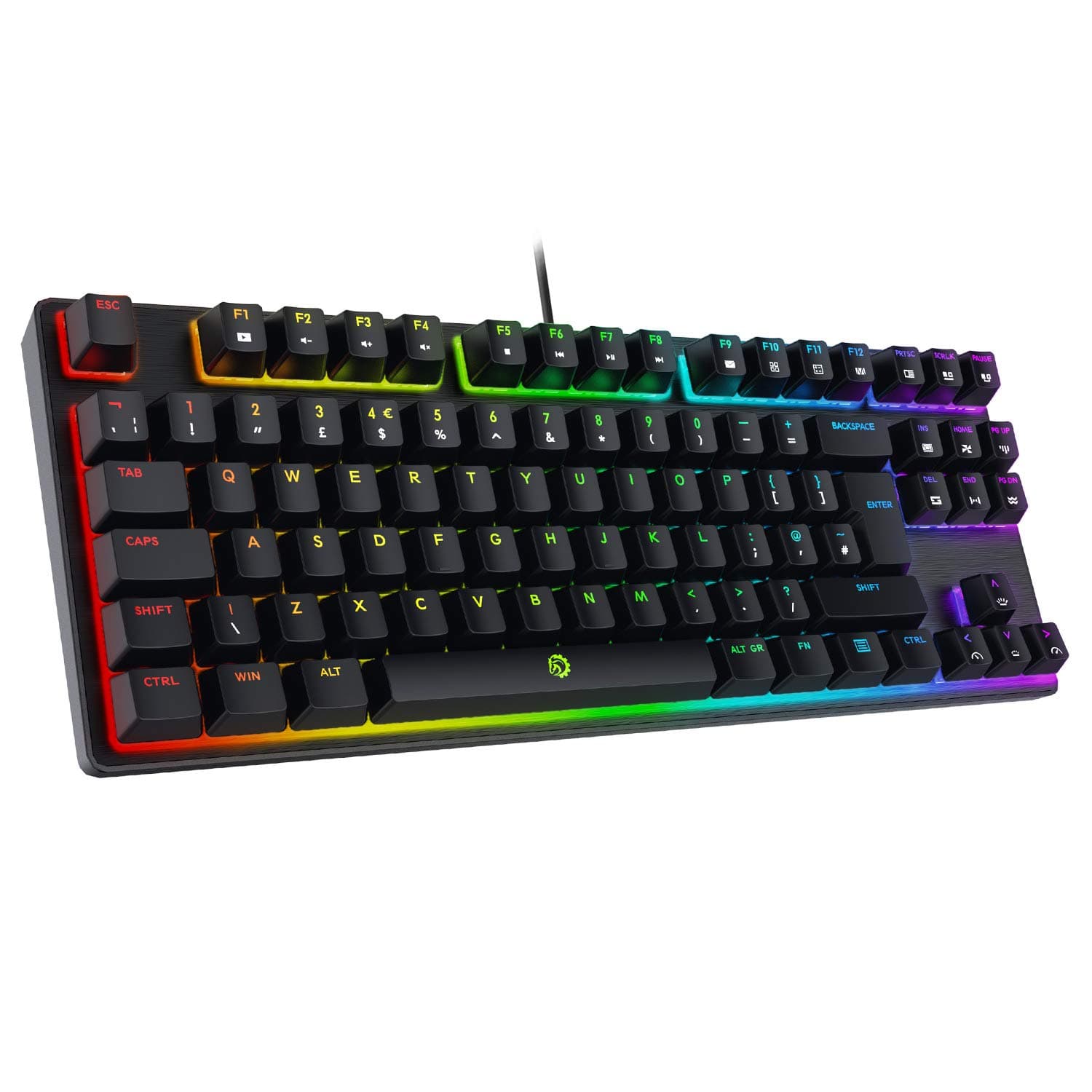 DREVO Tyrfing 88 Key V2 UK Layout RGB Backlit Mechanical Gaming Keyboard Tenkeyless - Programming Macro- Media Control - Software Support - Outemu Linear [Red Switch, Black]