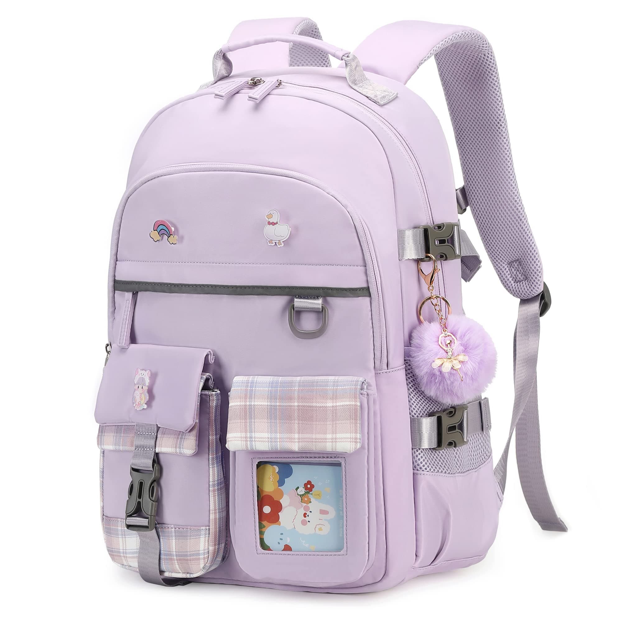 Backpack for Girls, 15.6 Inch Laptop School Bag Kids Kindergarten Elementary College Backpacks Large Bookbags for Teen Girl Women Students Casual Travel Daypacks (Purple)
