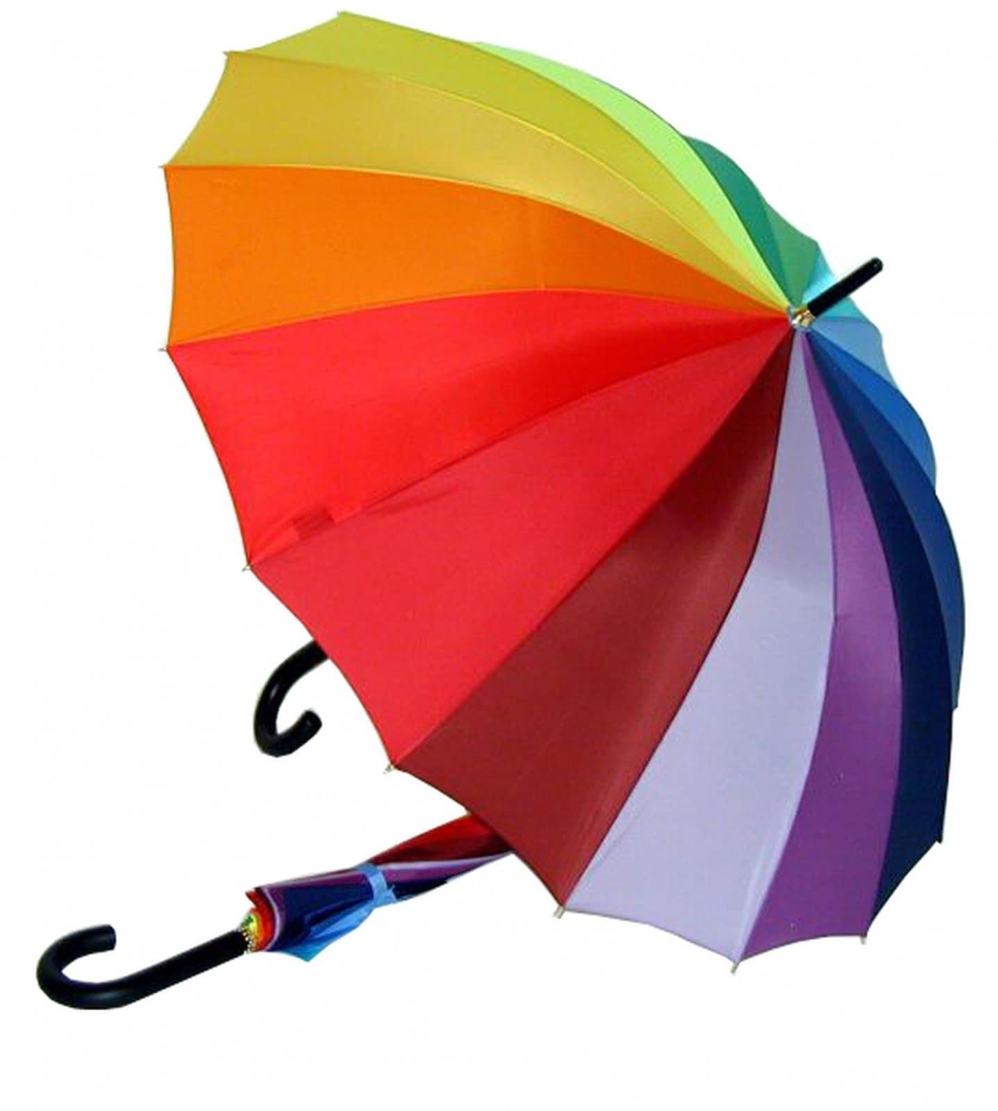 Doppler London 16 Rib Rainbow Walking Umbrella with Wood Hook Handle