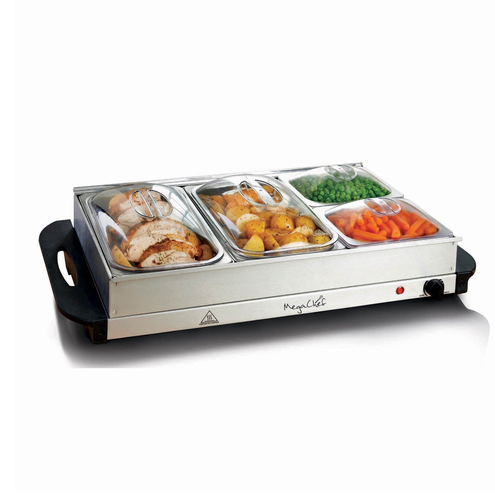 MegaChef MC-9003C Buffet Server & Food Warmer with 4 Sectional, Heated Warming Removable Tray Frame