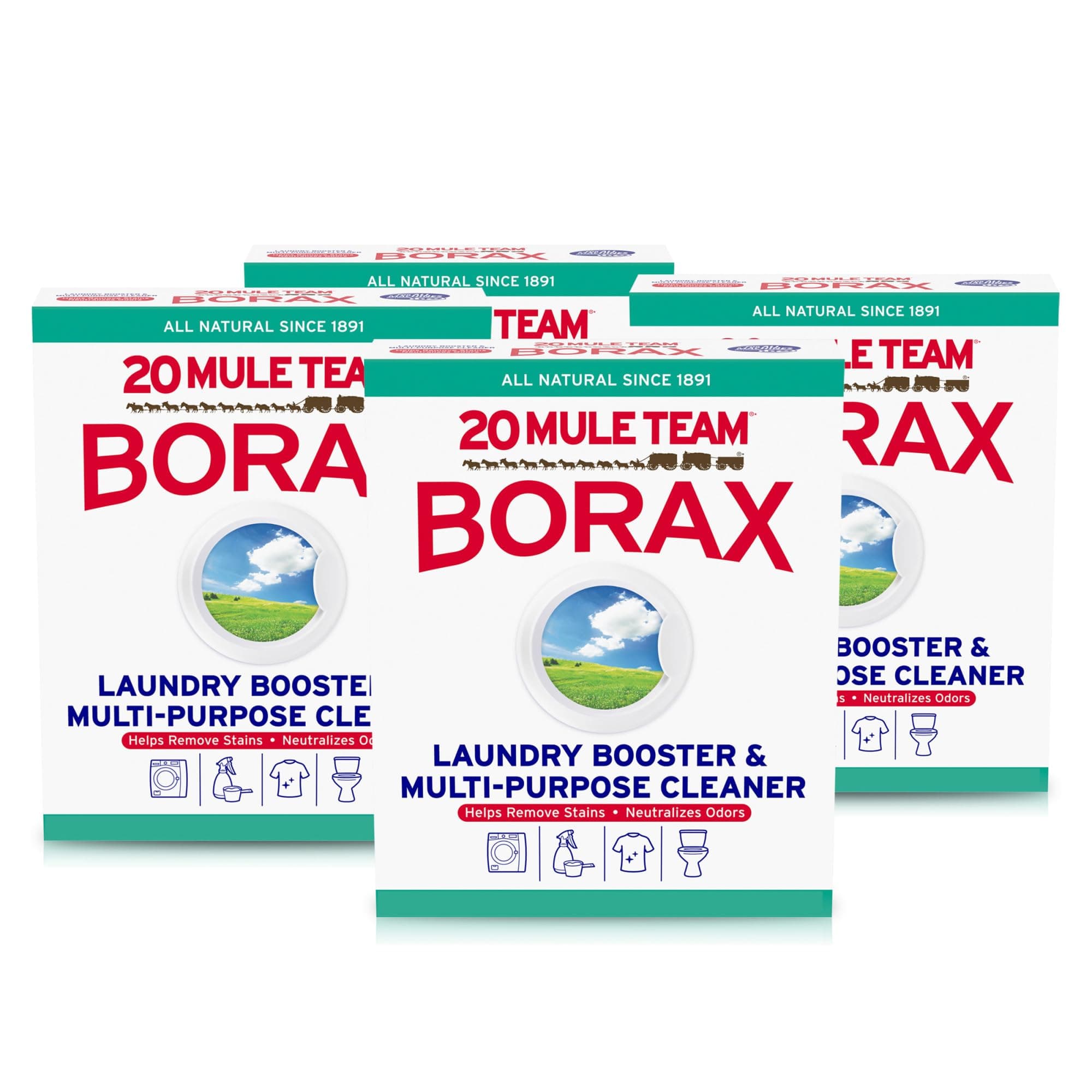 All Natural Borax Detergent Booster & Multi-Purpose Household Cleaner, 65 Ounce, 4 Count