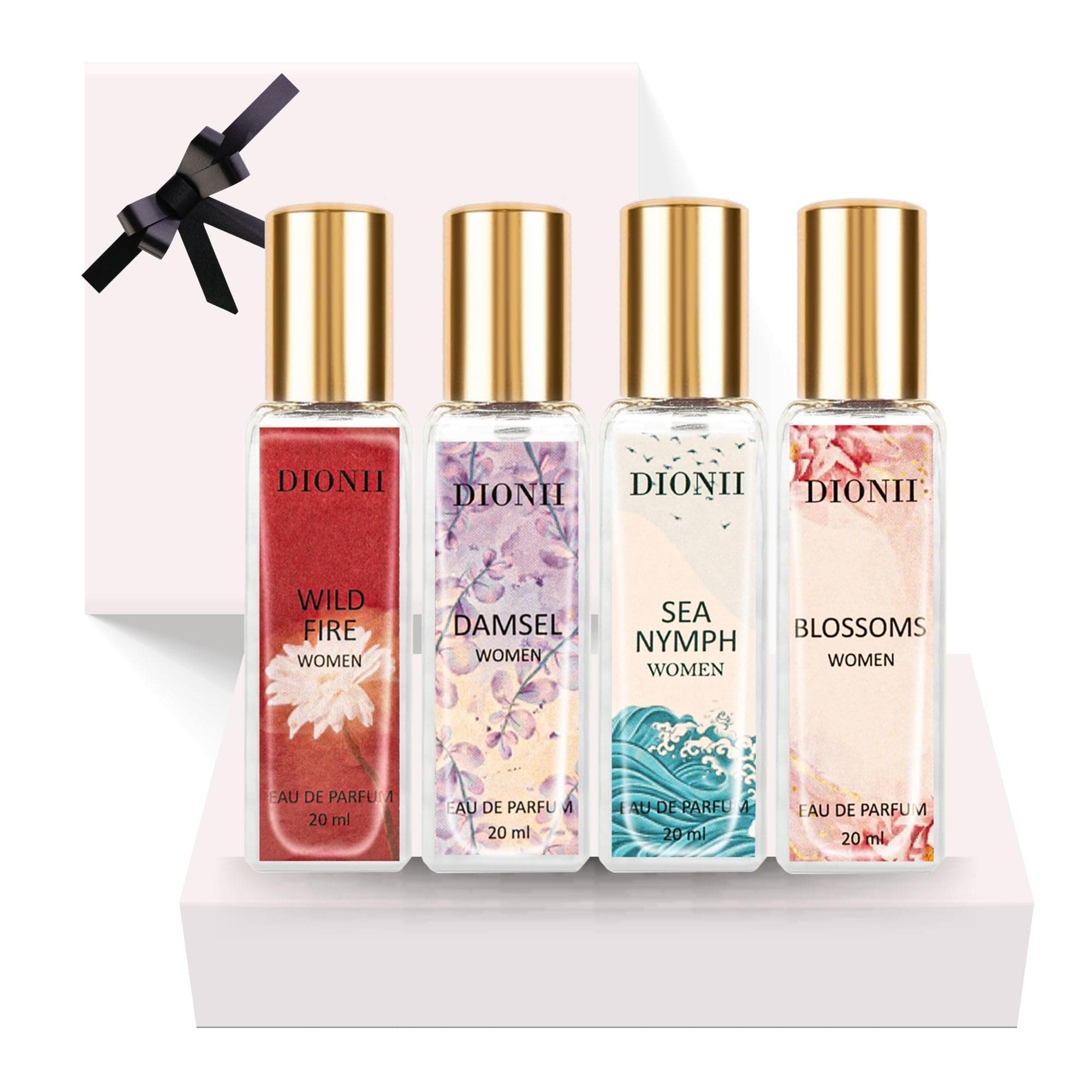 - Eau De Parfum Gift Set for Women | BLOSSOMS, WILD FIRE, SEA NYMPH, DAMSEL Perfume Set | Long Lasting Fragrance (4 x 20ml Each)