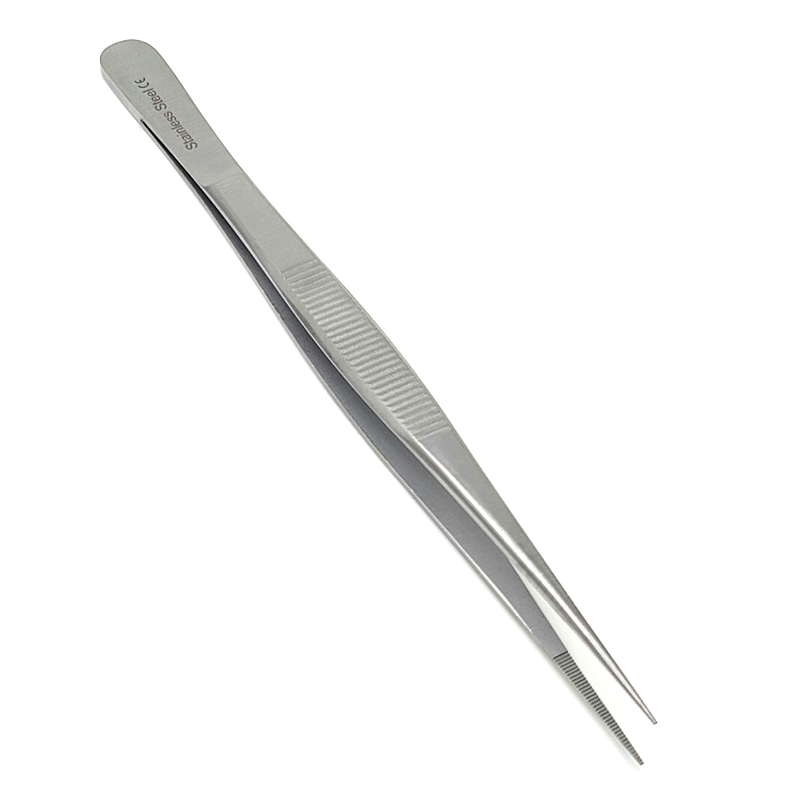 Stainless Steel High Precision Forceps with Fine Strong Straight Serrated Point to use Engineer Labware for Scientific Use 6" (15.2 cm), (6 Inch)