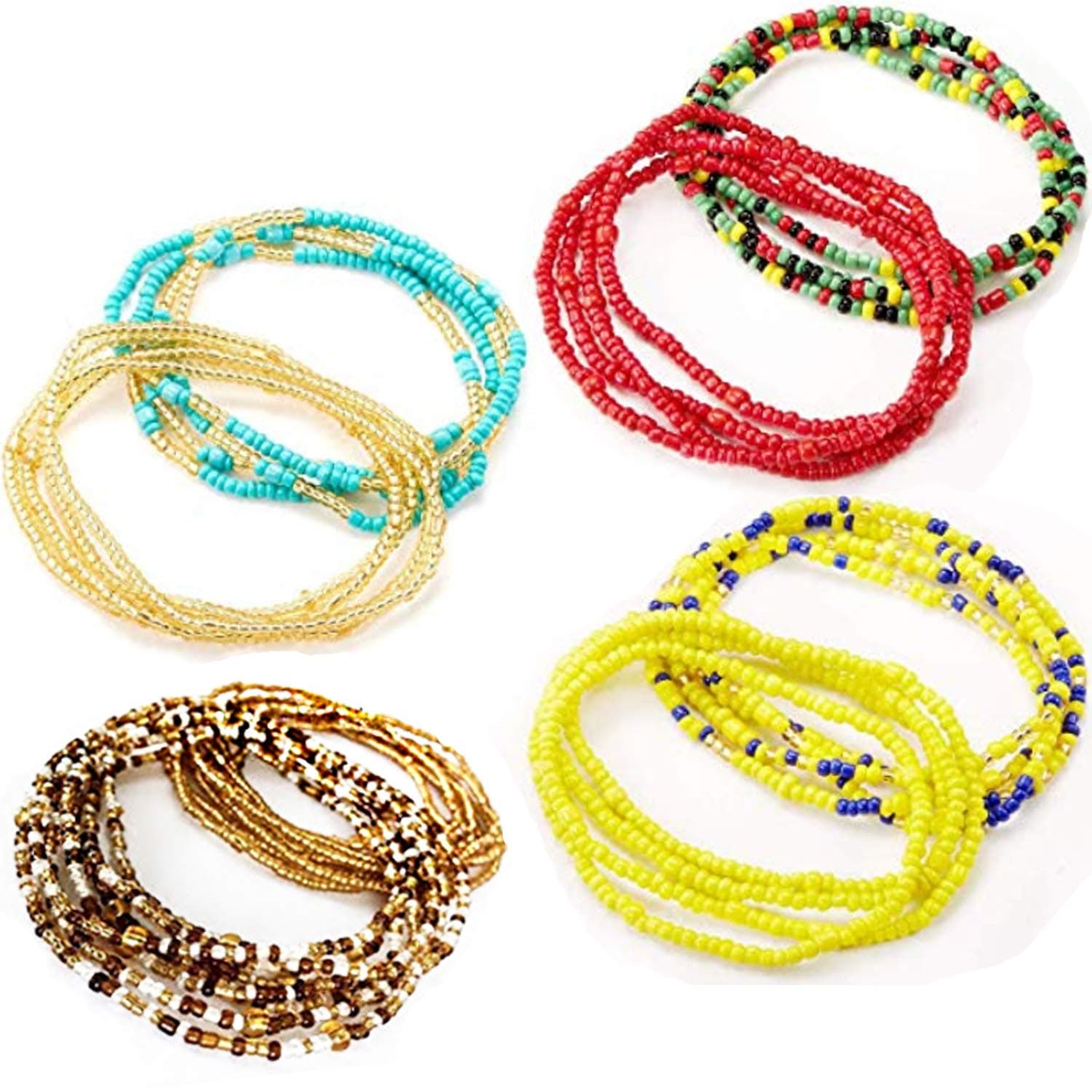 8 Piece Summer Jewelry Waist Bead Set, Colorful Waist Bead, Belly Bead, African Waist Bead, Body Chain, Beaded Belly Chain, Bikini Jewelry for Woman Girl (style 1)