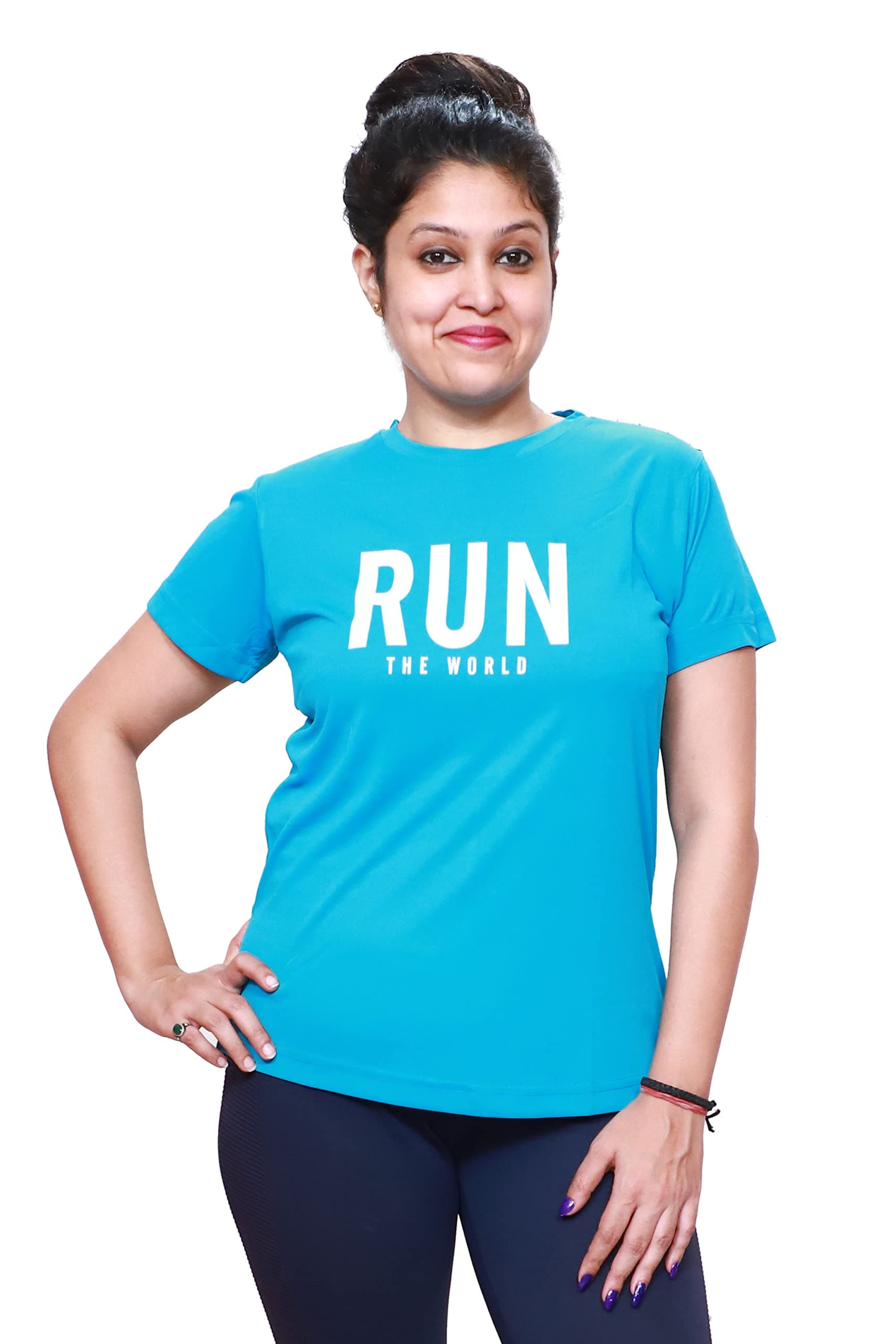 Pixie FashionWomen's/Girls Polyester Dry Fit Western Shirt and Tshirt, Quick Drying & Breathable Fabric, Gym Wear Tees & and Workout Tops (Pack of 1)