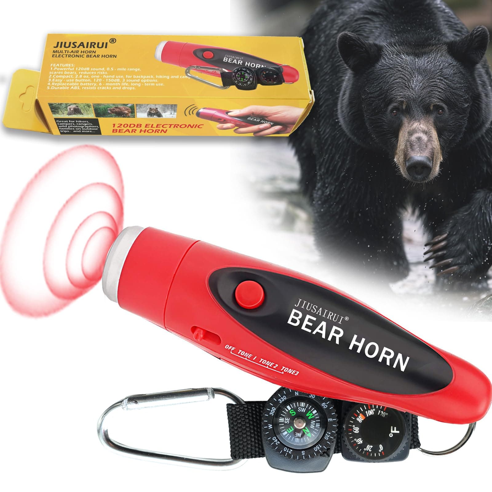 130dB Air Horn Electronic Bear Horn with Guidebook Thermometer