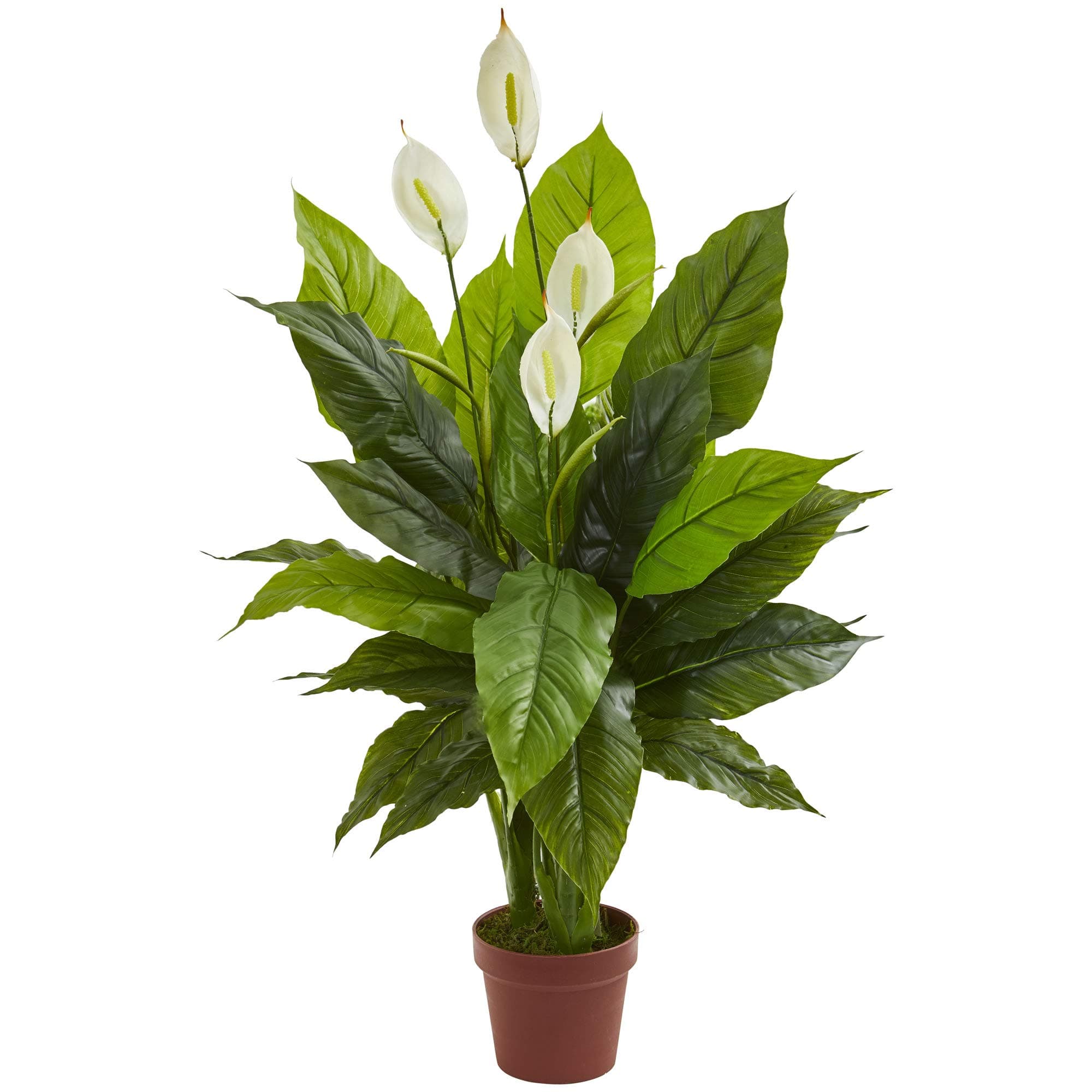 Nearly Natural 42in Artificial Peace Lily Spathiphyllum, Real Touch Silk Plant Faux Greenery for Indoor Home Decor