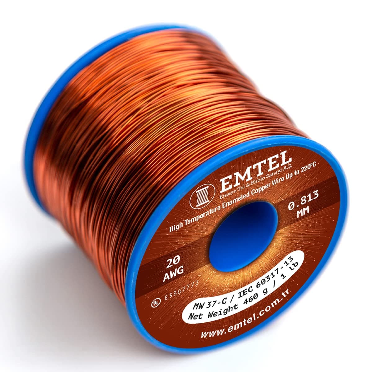 Emtel 20 AWG - 1 lb (318 feet) 99.9% Pure Copper Wire, Enameled Magnetic Wire for Motor, Transformer, Magnetic Coil, & Electroculture Gardening, Winding Magnet Wire - 220°C (428°F) Thermal Class