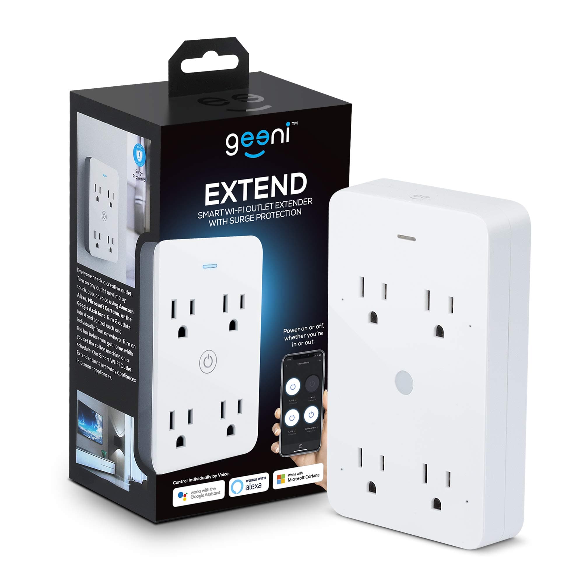 Smart Wi-Fi 4 Outlet Plug with Surge Protection - Compatible with Alexa & Google Home, White: 1-Pack