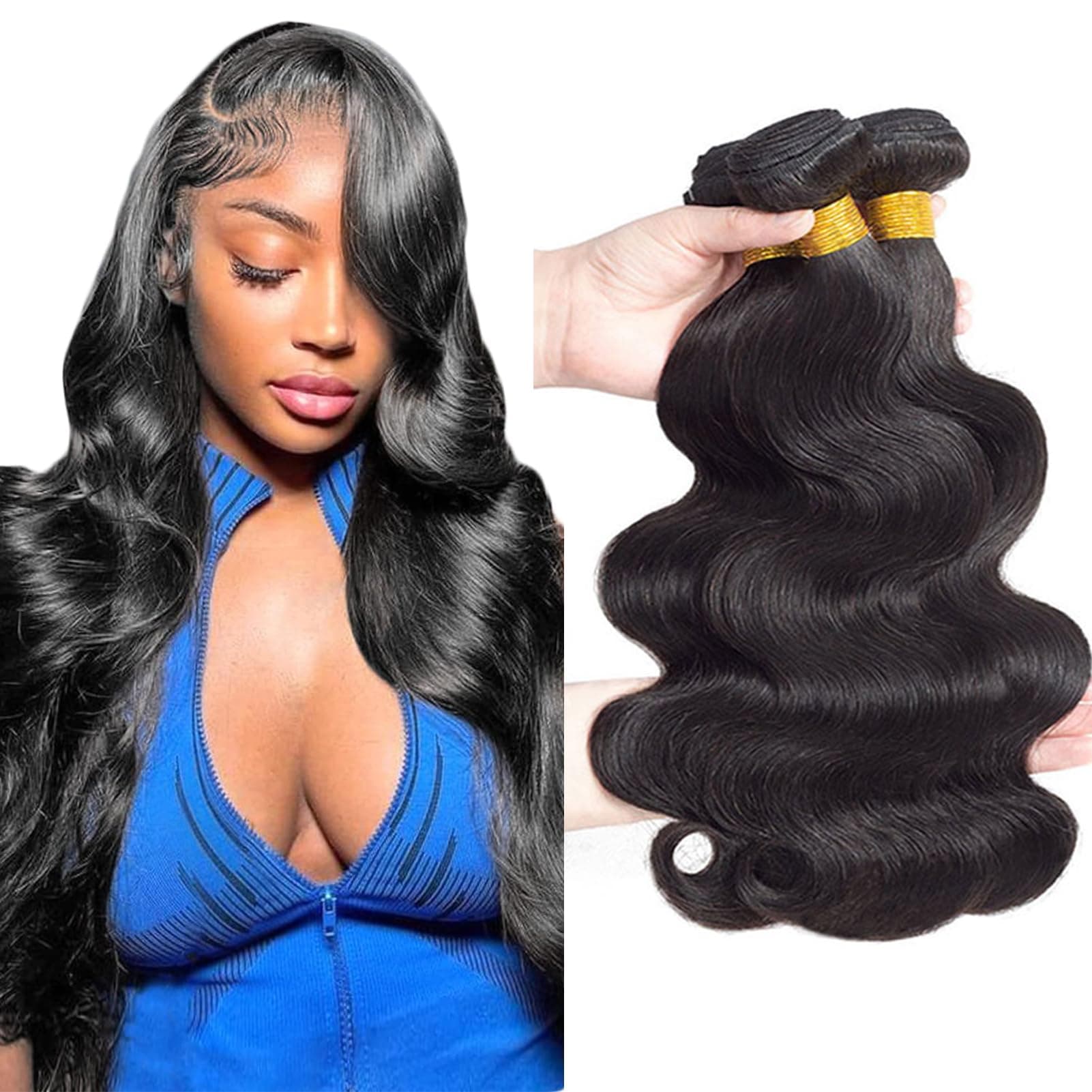 16A Brazilian Virgin Hair Body Wave 3 Bundles 10" 12" 14" 300g Brazilian Remy Virgin Body Wave Human Hair Bundles 100% Unprocessed Virgin Brazilian Remy Hair Bundles Natural Color