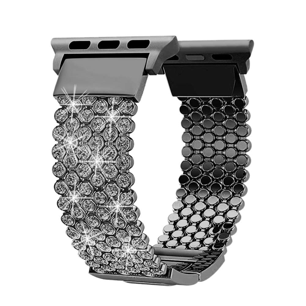 Compatible with Apple Watch Band 44mm 40mm Series 4 5 42mm 38mm Series 3 2 1 Women Girls iWatch Bands, Soaos Crystal Rhinestone Replacement Strap, Mesh Chain Jewelry Wristband (40mm 38mm Black)