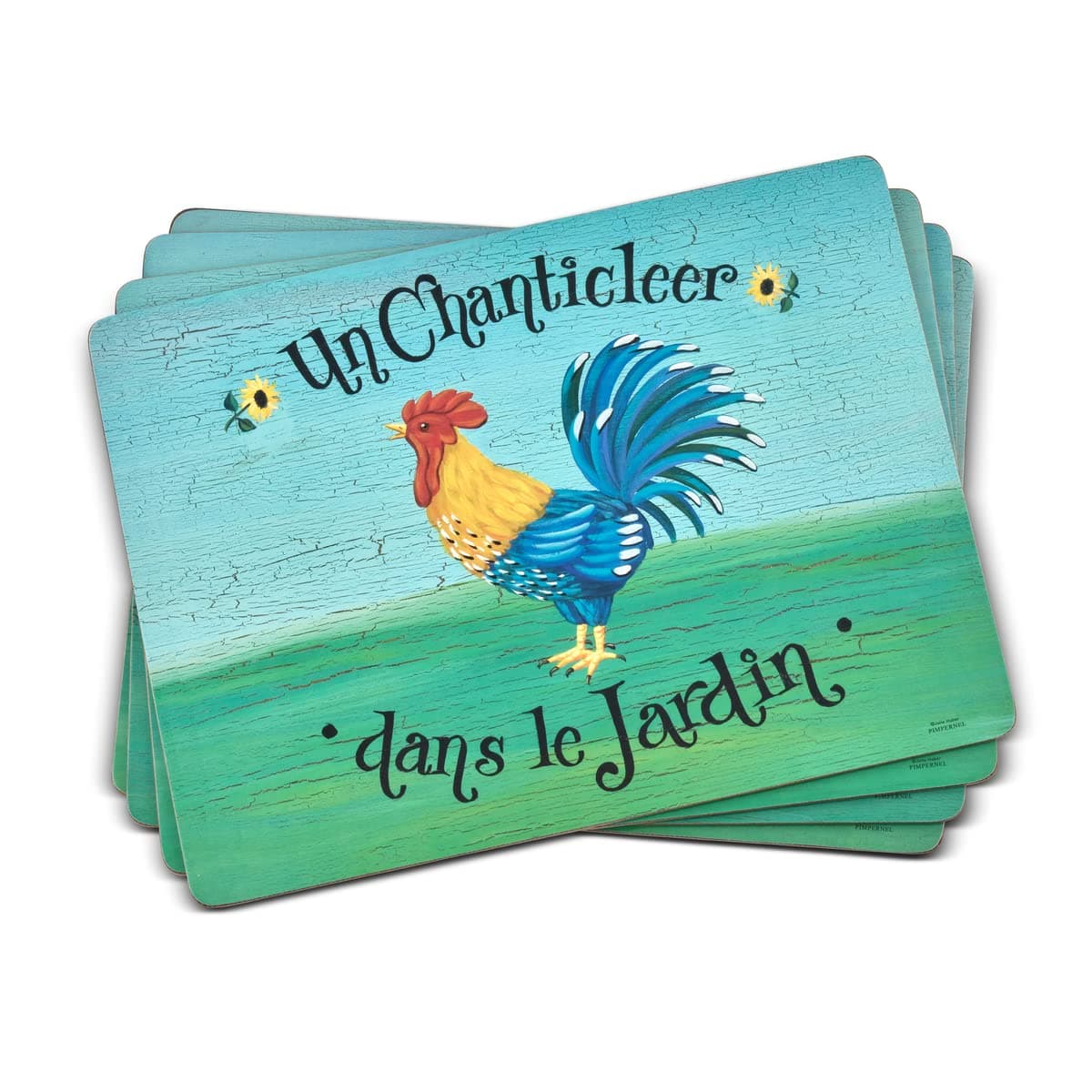 Dans le Jardin Collection Placemats | Set of 4 | Heat Resistant Mats | Cork-Backed Board | Hard Placemat Set for Dining Table | Measures 15.7” x 11.7”