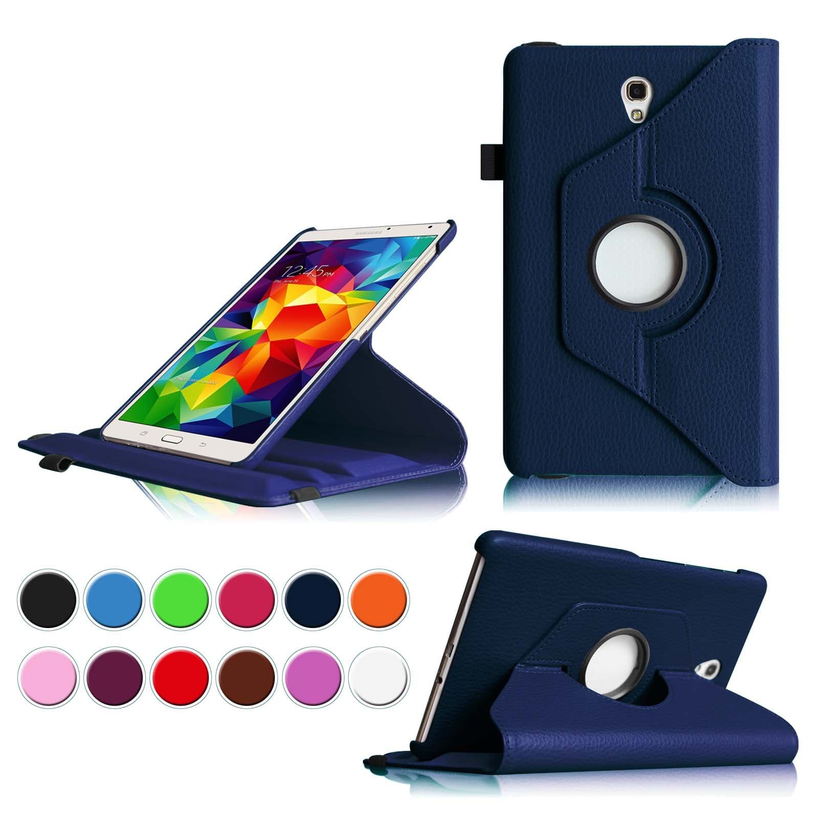 Intellishop Online (NAVY) 360 Rotating Leather Stand Case Magnetic Wake/Sleep Cover for Samsung Galaxy Tab S 8.4 SM-T700 8.4-Inch Tablet