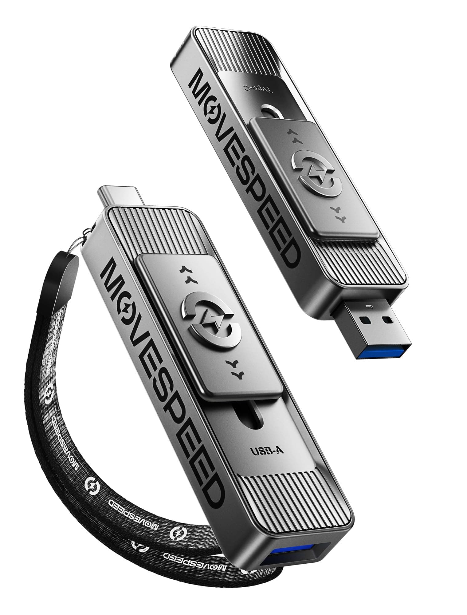 MOVE SPEED 2TB Solid State Drives with Dual Ports & Push-Pull Design 560MB/s Read Speed, Type C + USB 3.2 Drive Portable ssd for iPhone 15/16/Android/Mac