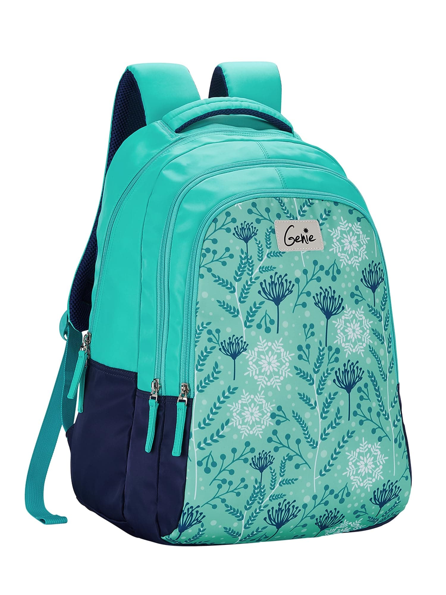 Genie School Backpack for Girls |19 In-36 Ltr with Three Compartments, Side Pockets and Light Weight with Padded Shoulders |Best for Books,Stationery,Lunch Box & Essentials