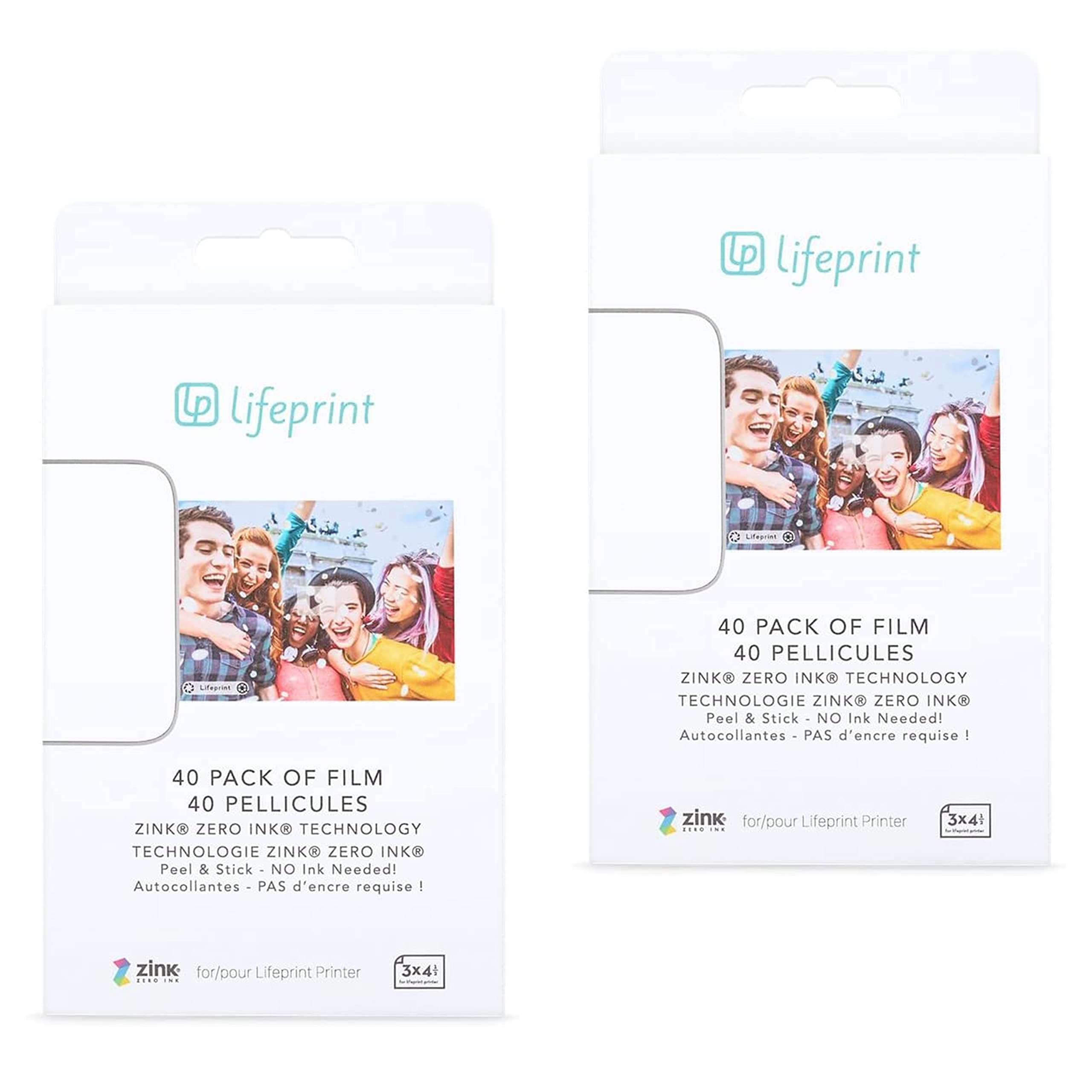 3x4 Premium Zink Instant Print Photo Paper (80 Pack) Compatible with Lifeprint 3x4 Printers