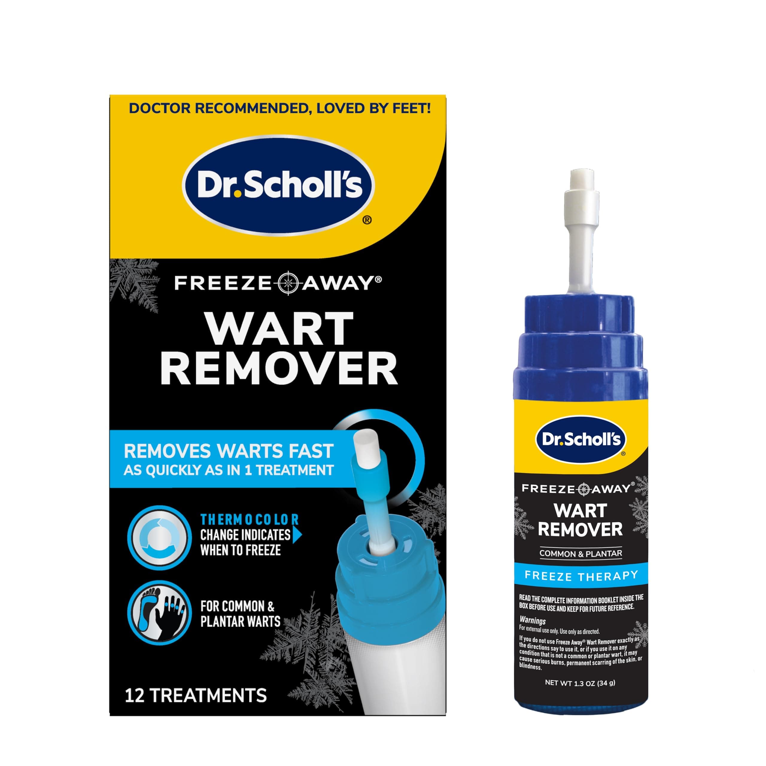 Dr. Scholl’s FreezeAway Wart Remover, 12 Applications // Doctor-Proven Treatment to Rapidy Freeze and Remove Common and Plantar Warts
