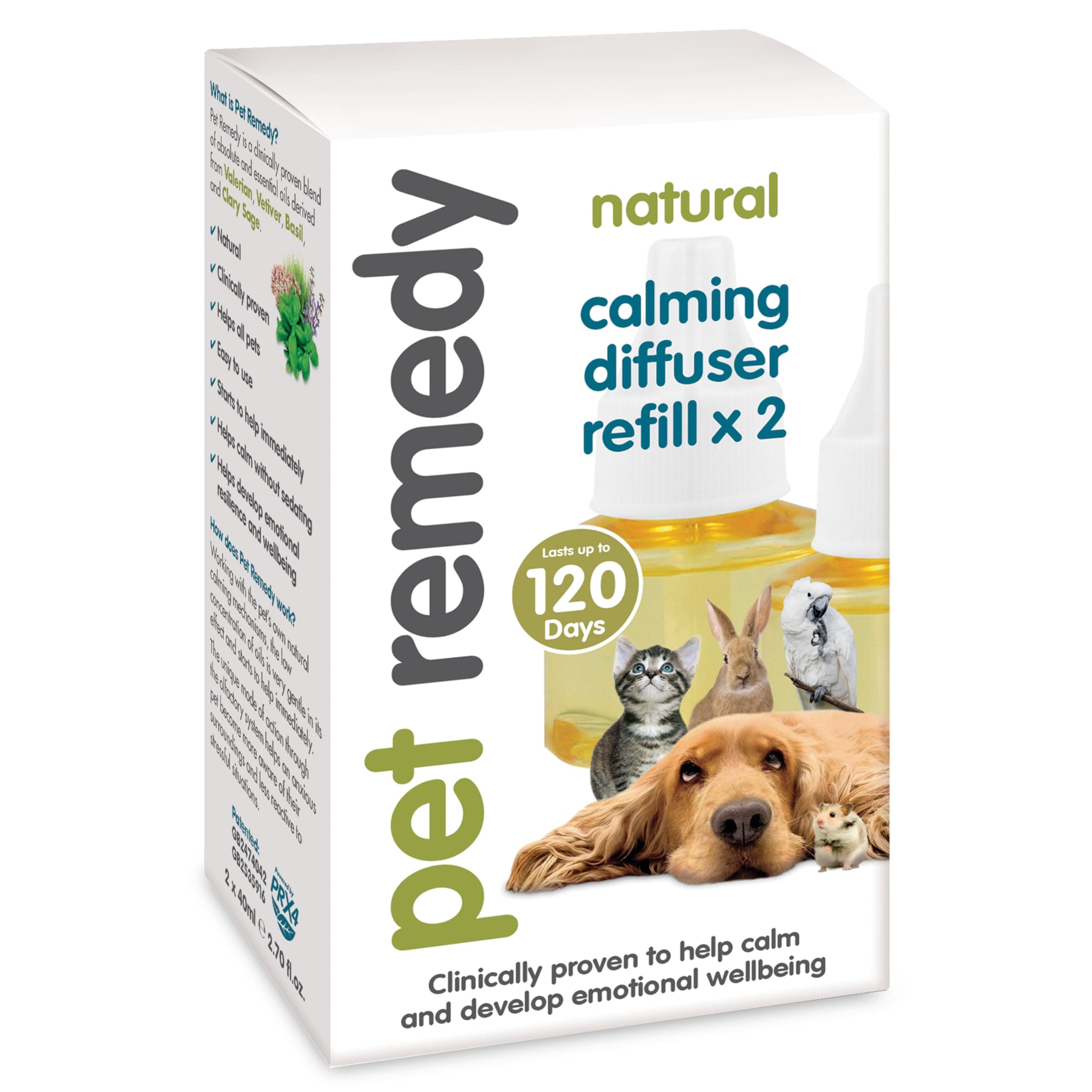 REFILL Nautual Calming Plug Diffuser - Helps calm and develop emotional wellbeing in all pets. (2 x 40ml (4 Month Supply))