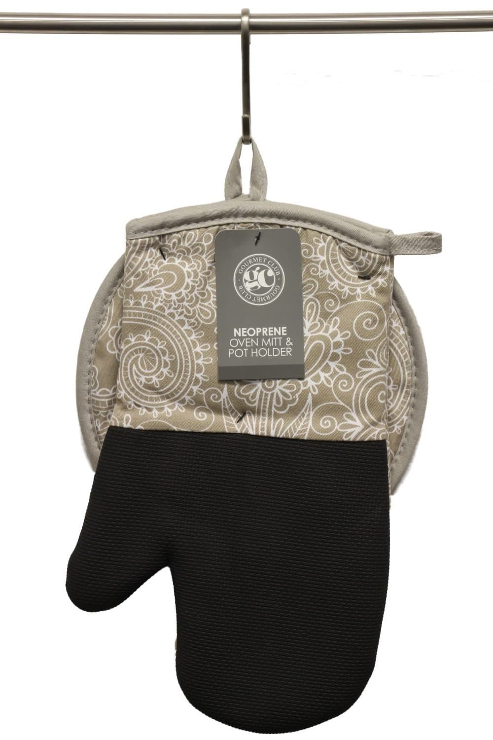 Oven Mitt and Potholder Set - Pot Holders and Oven Mitts Protect Hands and Surfaces - Kitchen Essentials Ideal for Cooking, Baking - Heat Resistant to 500F - Cotton w/Neoprene Silicone for Easy Grip