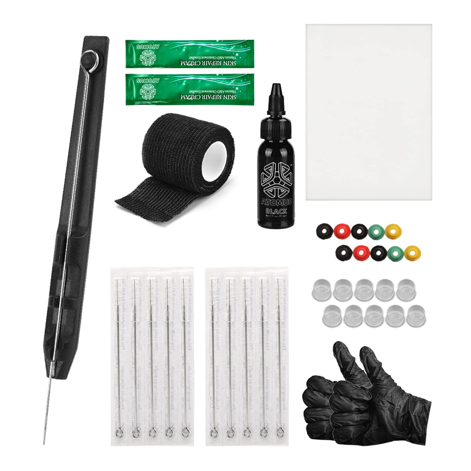 Eryue Hand Sti Tattoo Kit DIY Tattoo ply Ink Gloves Ink Box Tattoo Needles Set Practice Skin Tattoo Repair Cream 10pcs Needle