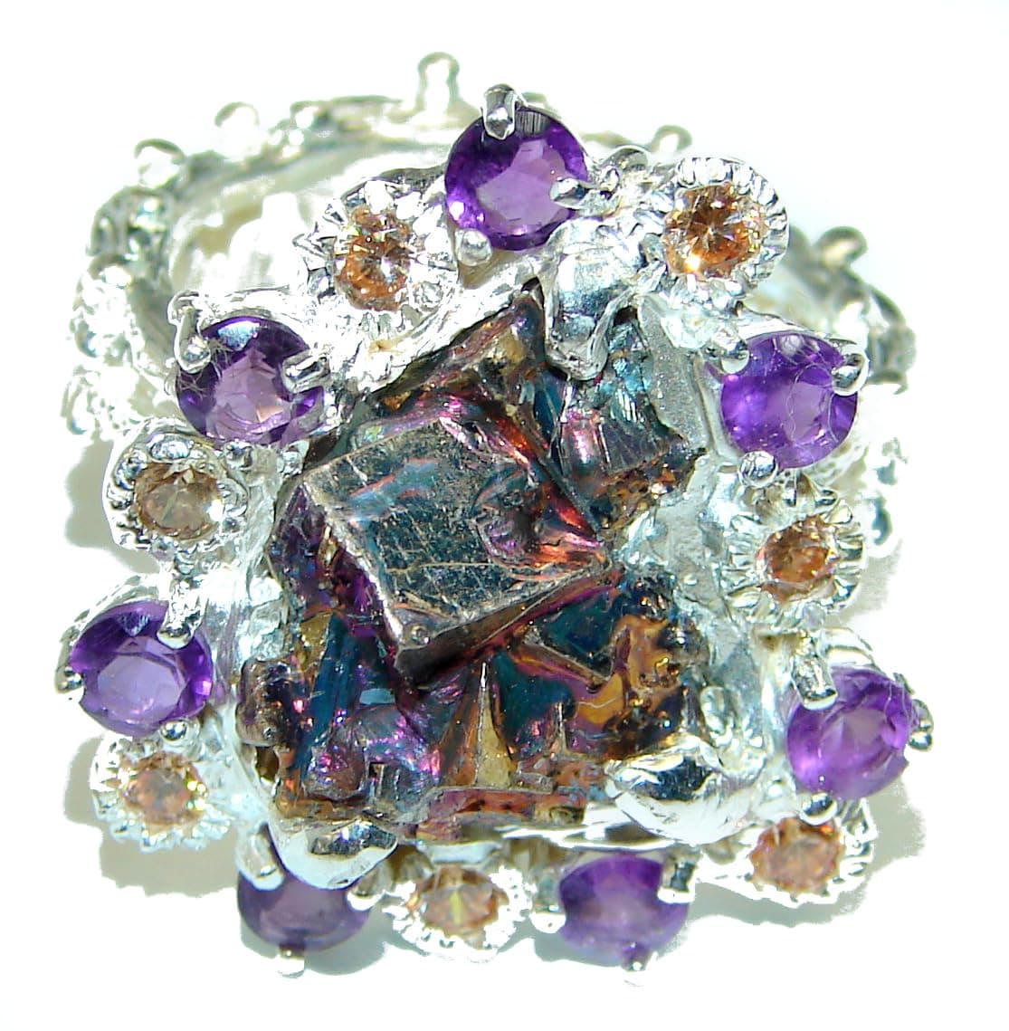 SilverRush Style Bismuth Crystal Womens Ring 925 Sterling Silver Size: 8