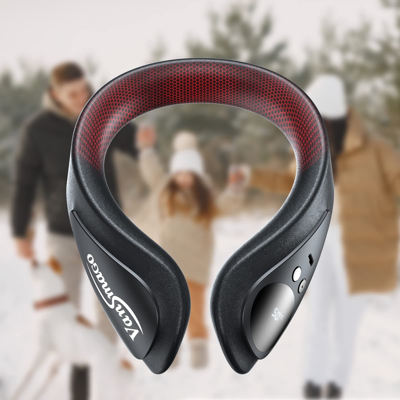 Portable Neck Warmer, Rechargeable Hand Warmers, Electric Neck Heater Heated Scarf Neck Wrap with Leather Surface, 36-58℃ Adjustable, Fast Heating Pad for Women Kids Christmas Gifts