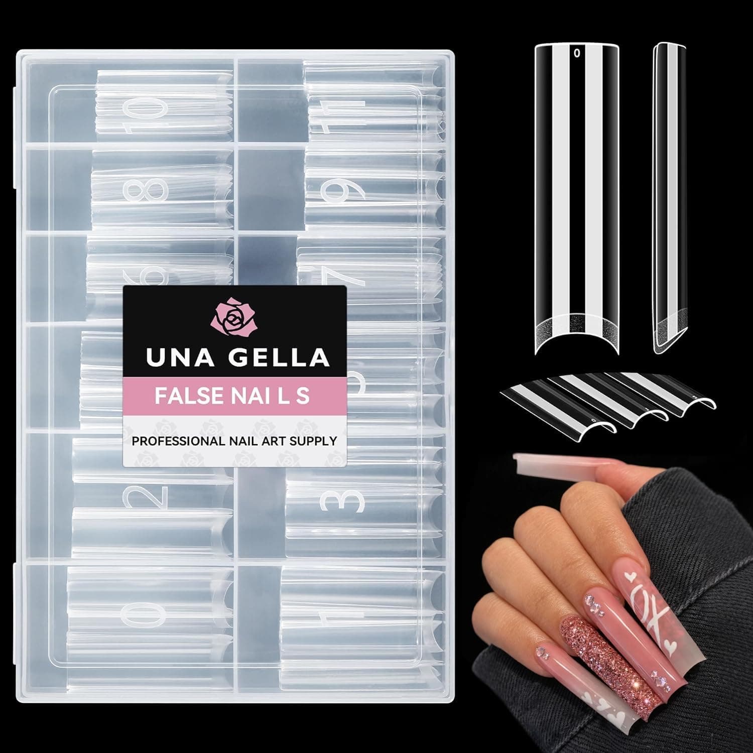 UNA GELLA Square Nail Tips - 120Pcs XXL Gel Fake Nails Extra Long Square Nails Half Cover Acrylic False Nails No C Curve Gel Tips for Home Salon DIY