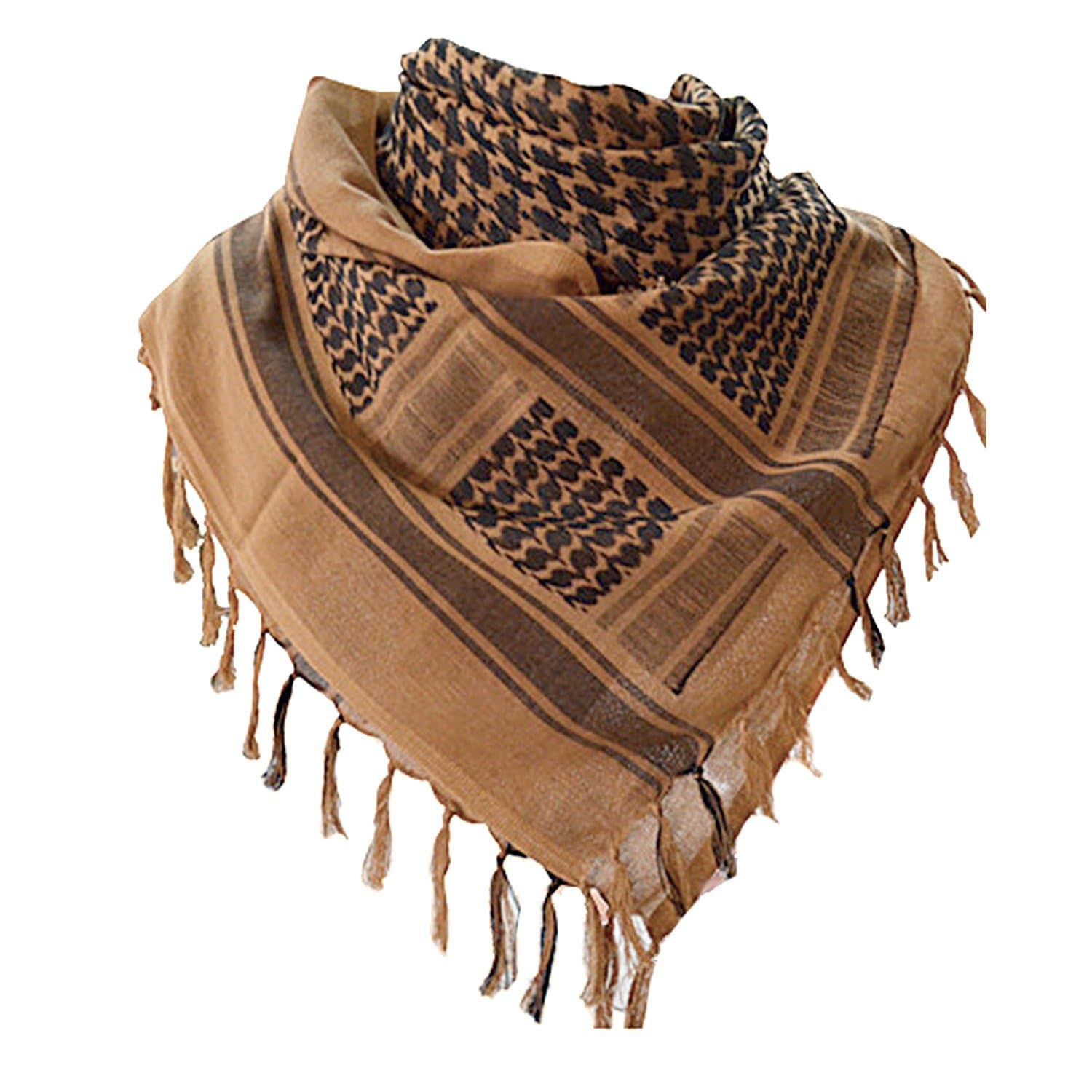 Military Shemagh Tactical Desert Scarf, 100% Cotton Keffiyeh Neck Head Scarf Wrap for Men Women