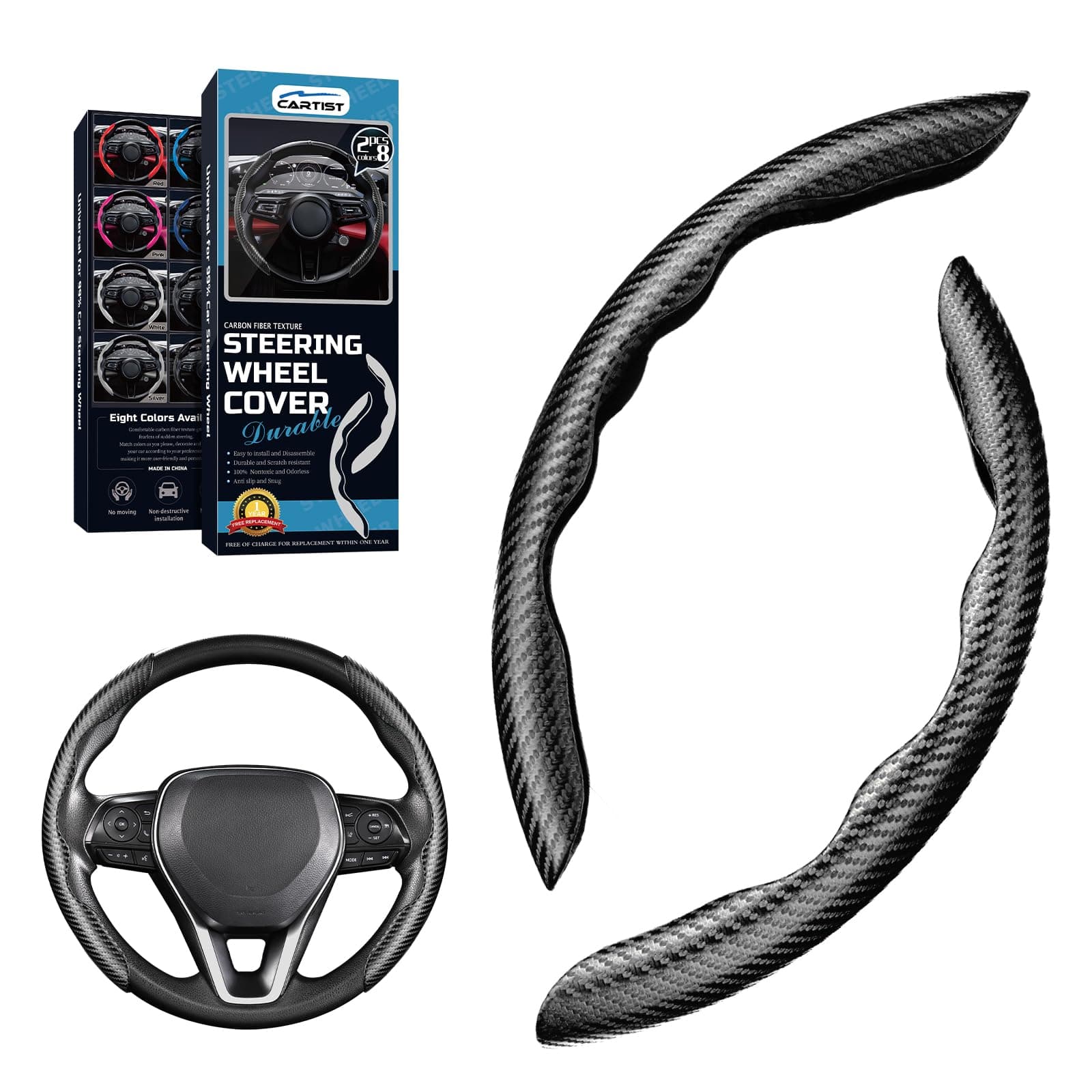Car Carbon Fiber Anti-Slip Steering Wheel Cover