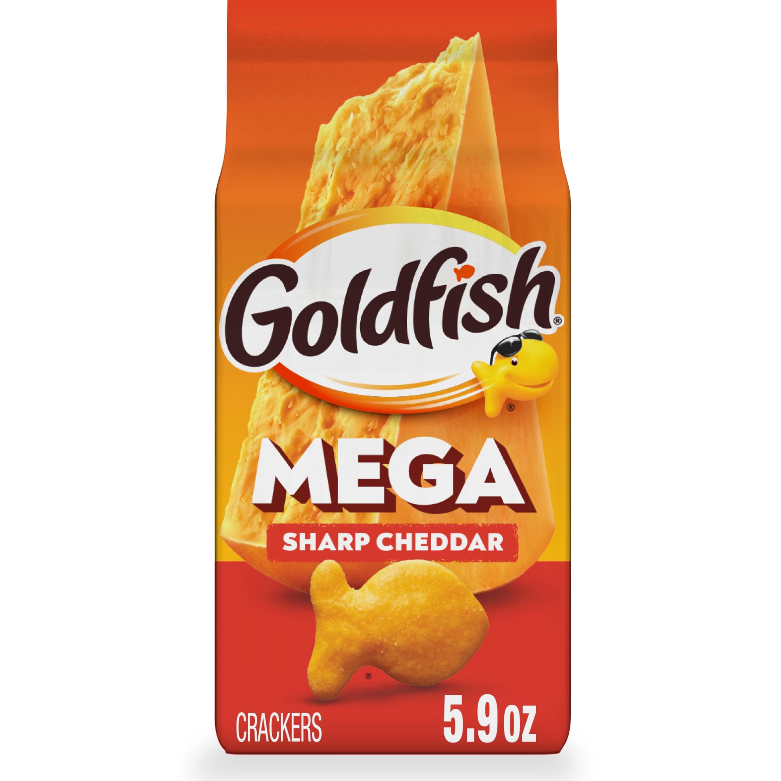 Goldfish Mega Bites Sharp Cheddar Cheese Crackers, 5.9 Oz Bag