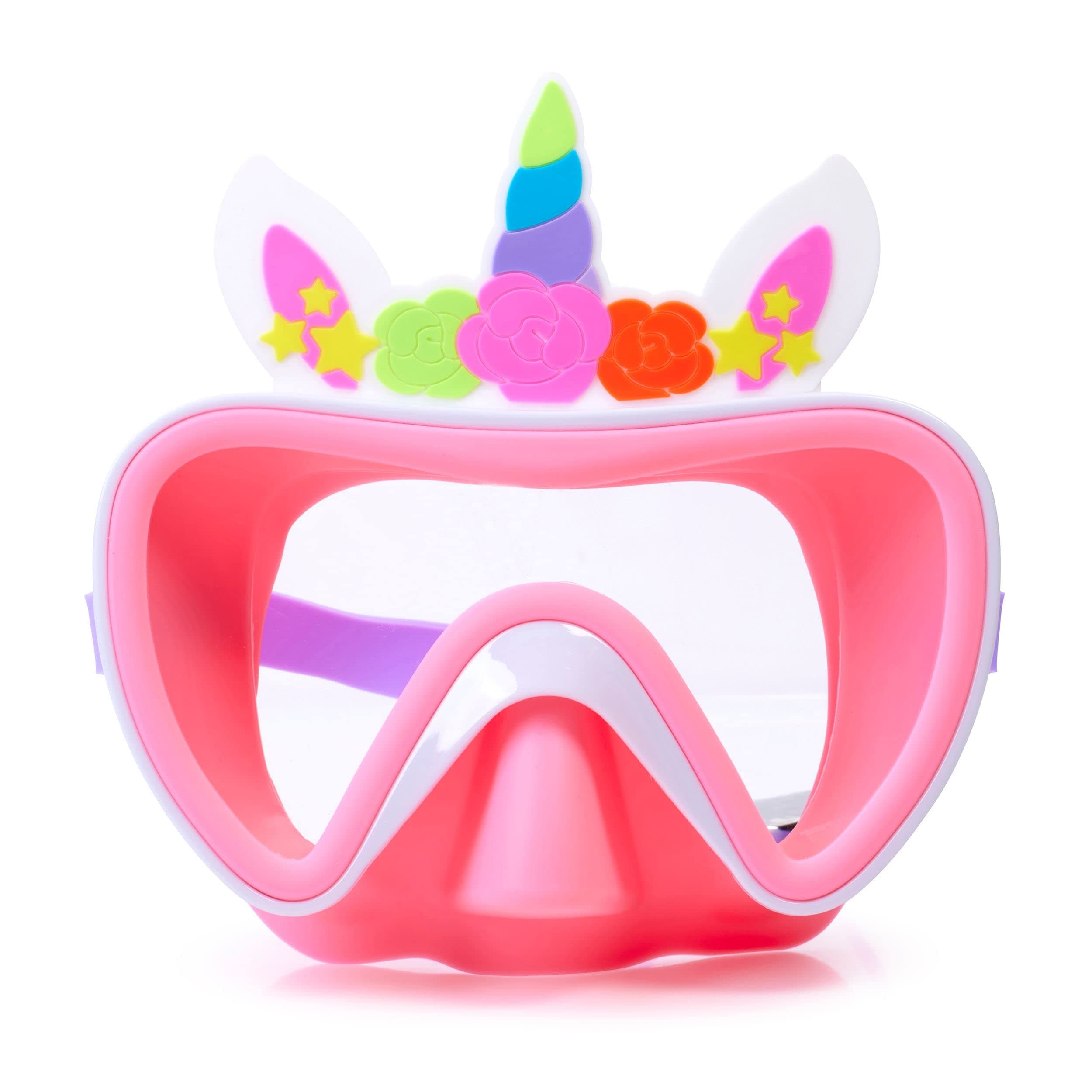 Unicorn Swim Goggle Mask for Kids 3+ by Aqua2ude - Anti Fog, No Leak, Non Slip, Shatter Proof - Adjustable Head Strap for Multiple Ages - Unicorn Rainbow Theme Swimming Mask for Kids