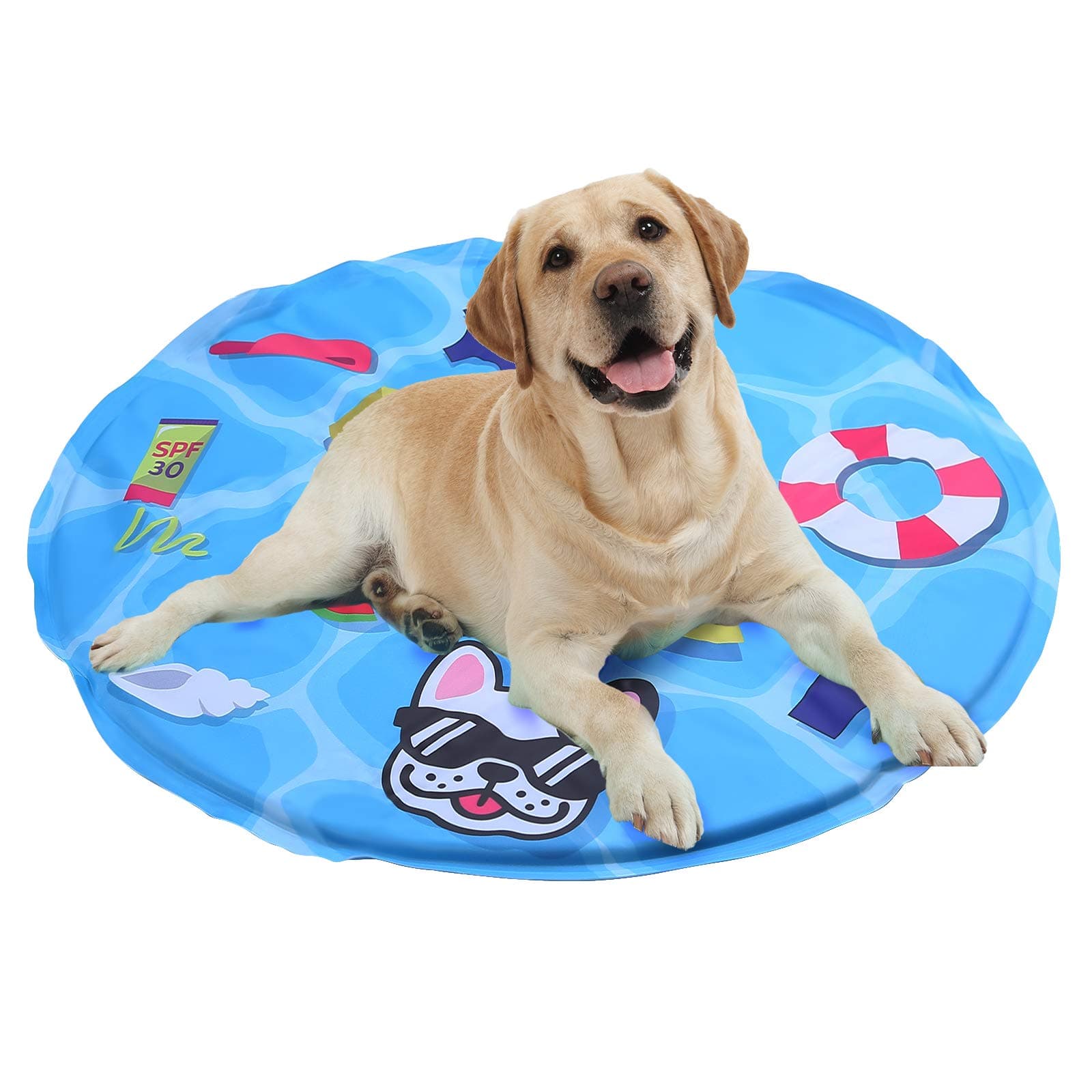 Dog Cooling Mat Self-Cooling Pad Safe Gel Summer Sleeping Bed Comfort for Small Large Dogs Pets Cats Puppy Bed Sofa-Summer Party Round 60*60